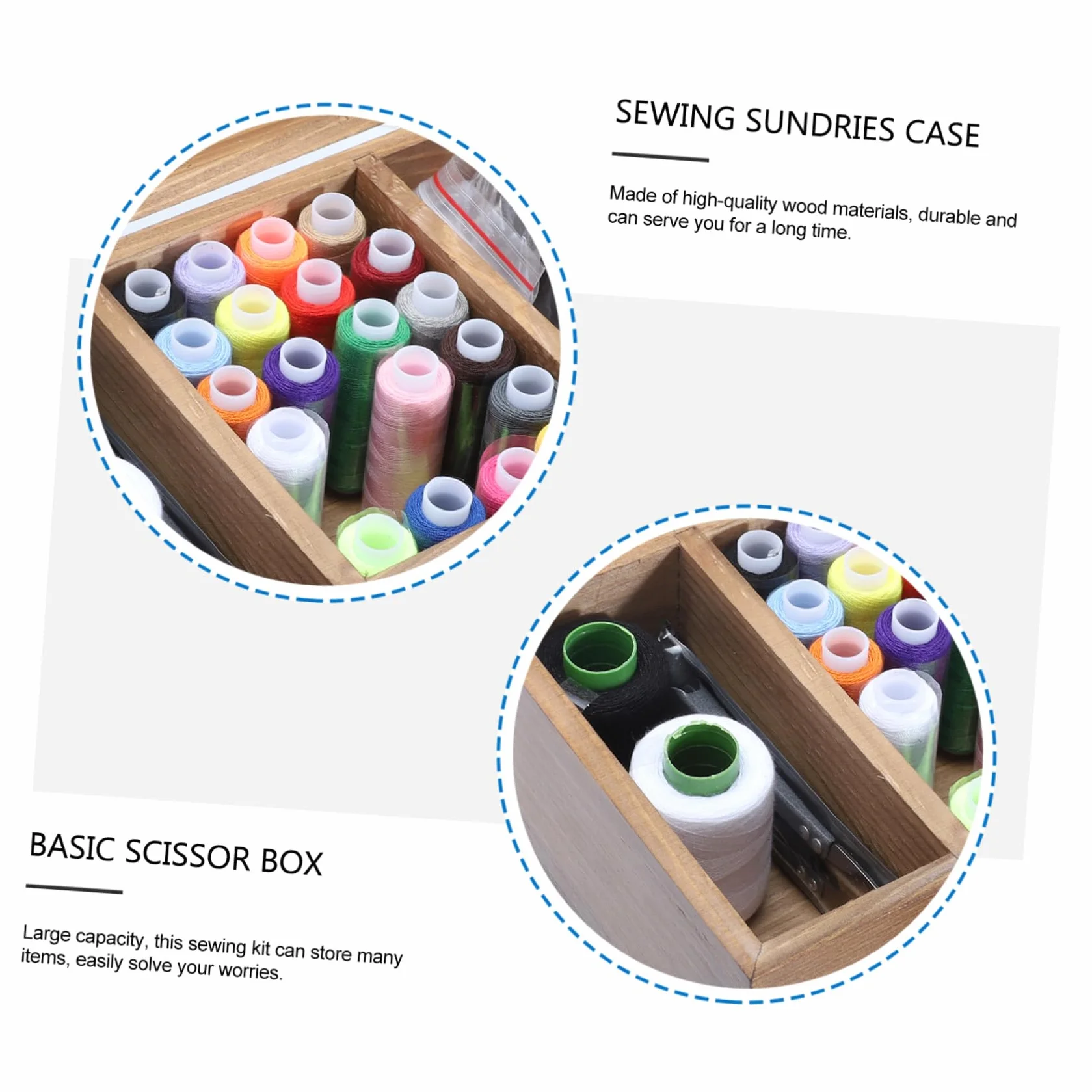 Baluue Costurero de Madera Retro Compacto con Kit Completo de Aguja Hilo Caja Organizadora para Herramientas de Costura el Hogar para Principiantes y Profesionales
