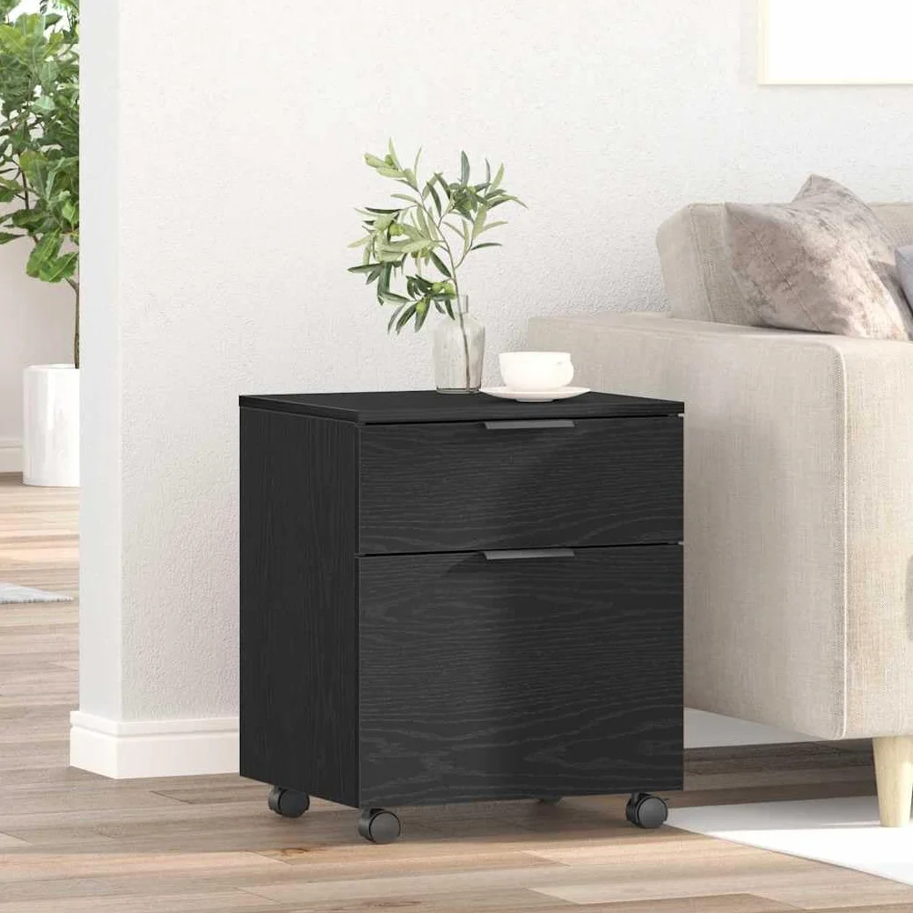 Genérico Gabinete para Archivos con cajón Roble Negro 45 x 38 x 54 cm,Mobiliario,Armarios y almacenamiento-862771