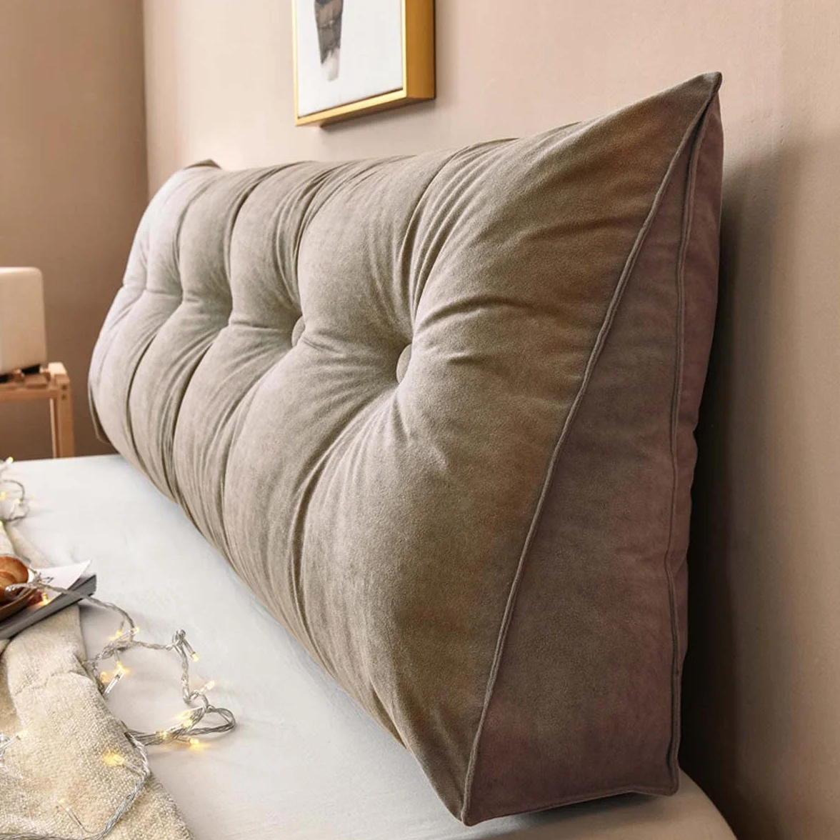 Almohada de lectura de cuña grande con cojín de apoyo lumbar, cojín suave para sofá cama, cojín de posicionamiento para cabecero de cama, descanso triangular, 135 x 50 x 20 cm