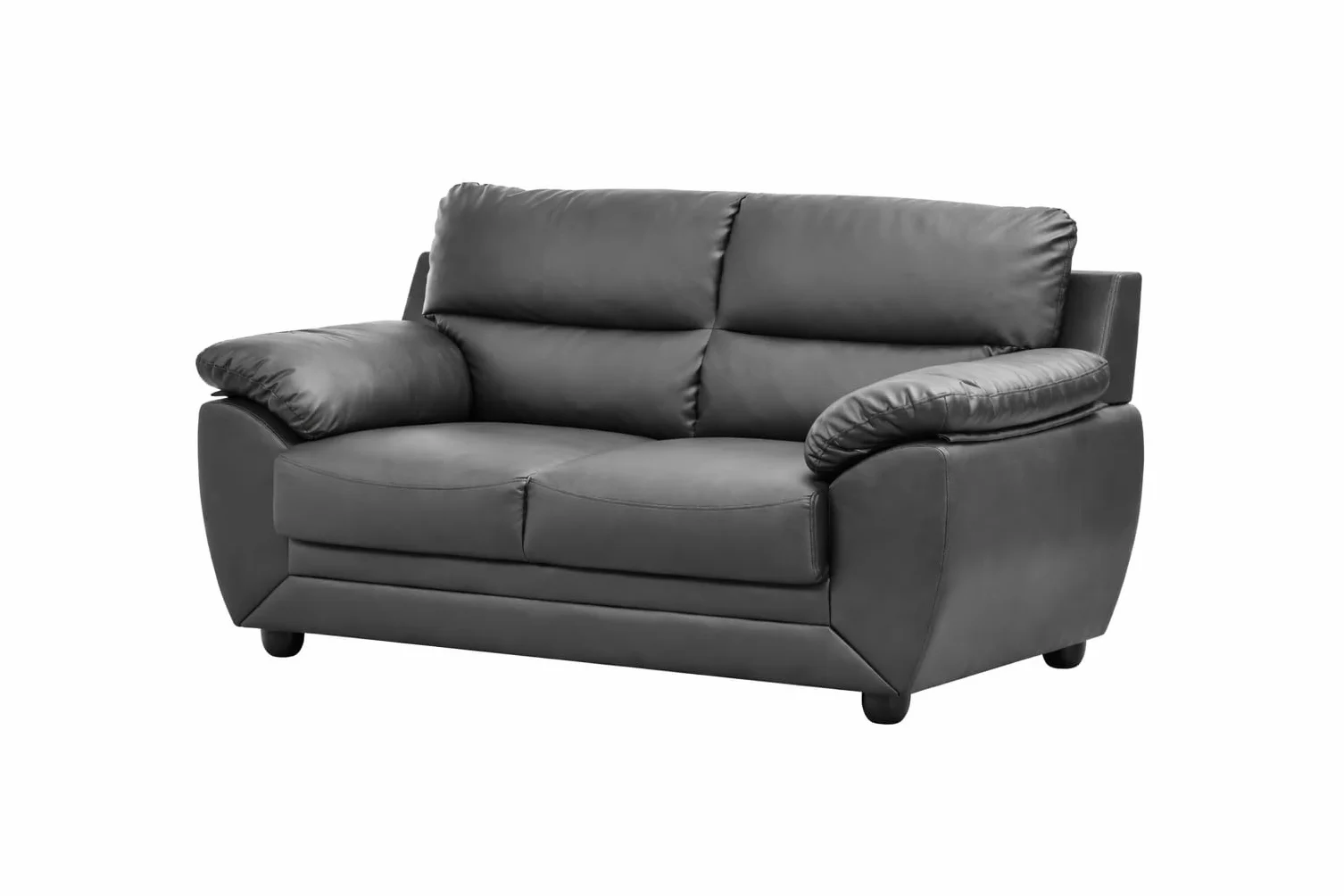 MUEBLIX.COM - Sofá de 2 Plazas Genova Tapizado en Piel Sintética PU, Estructura de Madera Reforzada y Asientos Acolchados de Alta Densidad (50kg/m³) para Salón, Color Negro