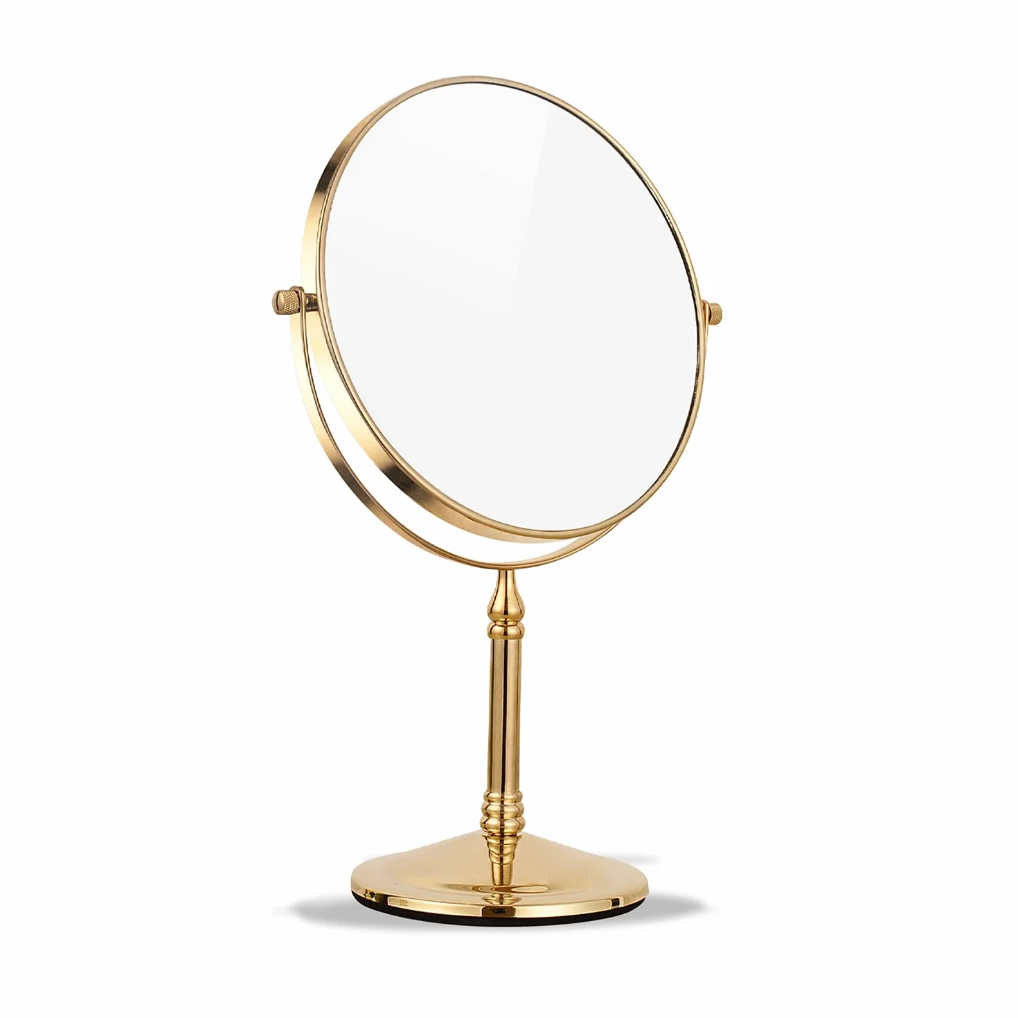 DOWRY Espejo de Maquillaje Dorado Con Aumento 7X - Cosmético de Mesa 8 Pulgadas, Afeitado de Pie, Doble Cara