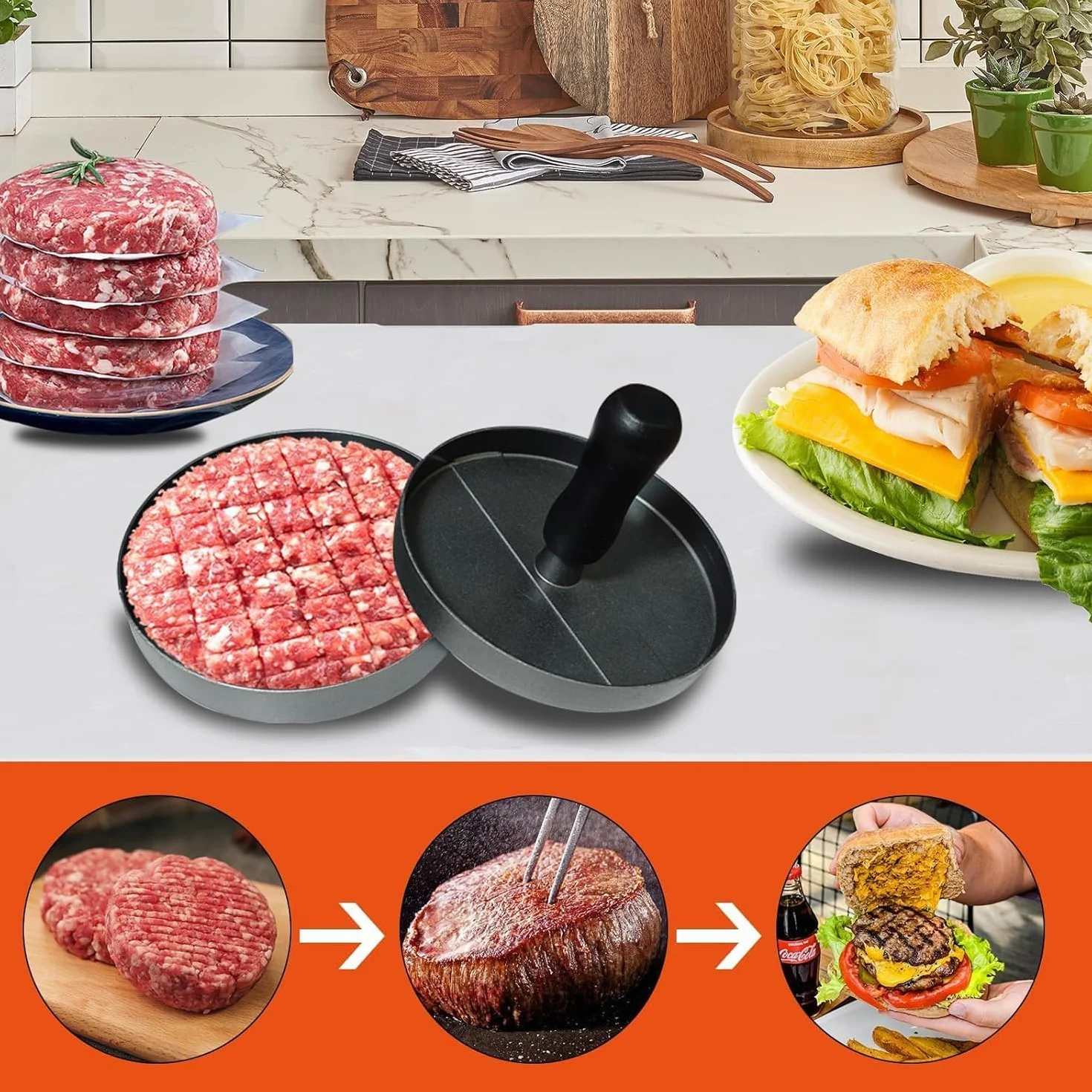 Accesorio picador de carne para batidora de pie Kitchenaid, con 3 cuernos para embutir salchichas, 3 cuchillas para picar, 4 discos para picar y prensa para hamburguesas (acero inoxidable)