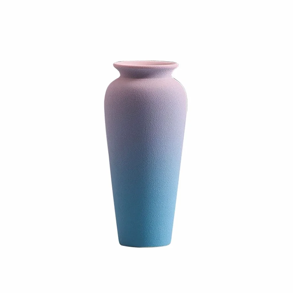 Generic Jarrón, Jarrón de Cerámica Mate Gradual, Decoración de Escritorio de Mesa de Café Doméstico, Jarrón de Cuello Estrecho, Jarrón de Boca Pequeña/Azul/8 * 16,5 cm