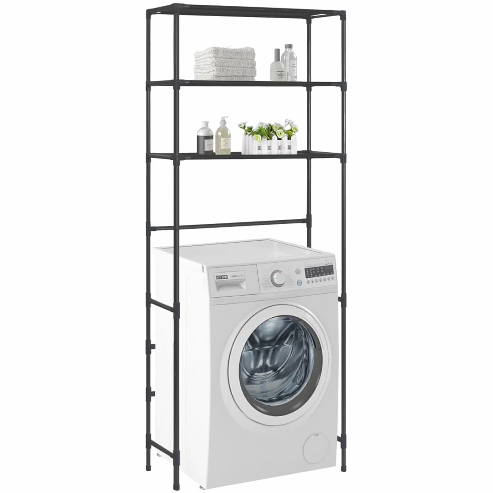 Gecheer Estante de Acero Inoxidable 3 Niveles para Lavadora - Organizador de Baño con Máxima Estabilidad y Capacidad de 5 kg