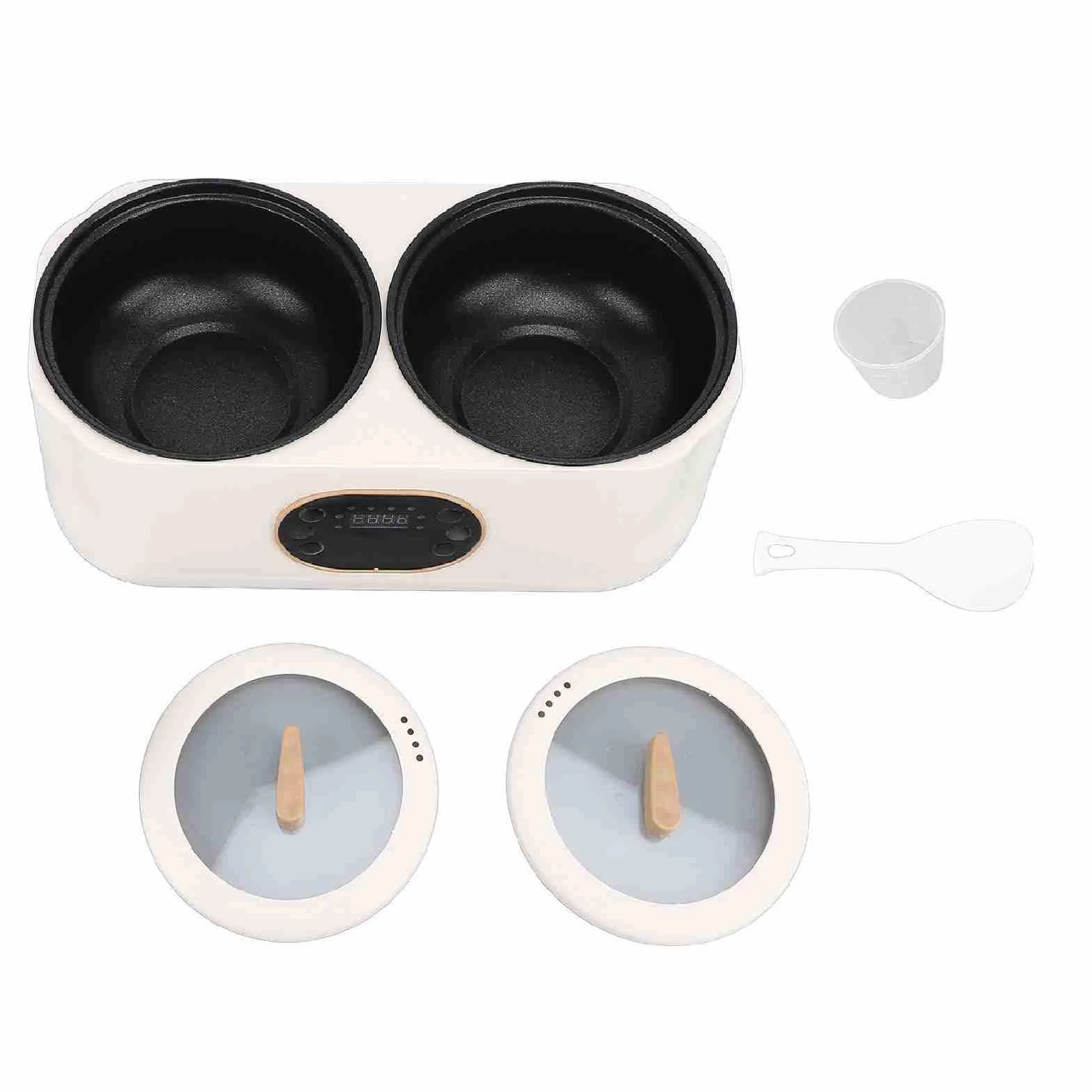 Olla de Cocción Lenta Dual Doble 2 Ollas, Calentador de Alimentos, Aislamiento Inteligente Automático, Multifuncional Desmontable