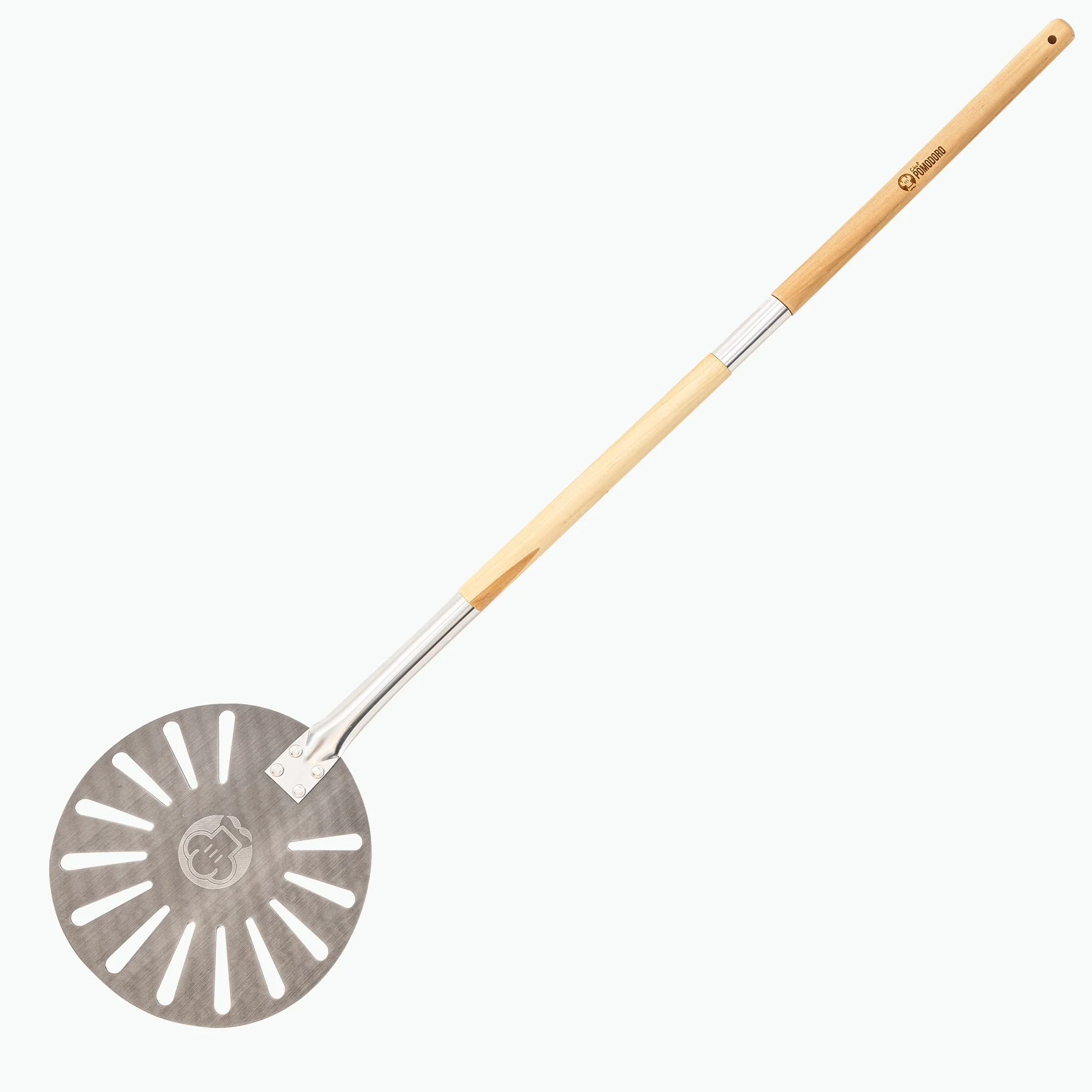 Chef Pomodoro Paleta de Aluminio 9" Mango de Madera Desmontable de Fácil Almacenamiento, 47" de Largo, Lujosa Paleta de Pizza Gourmet para Pizza Casera