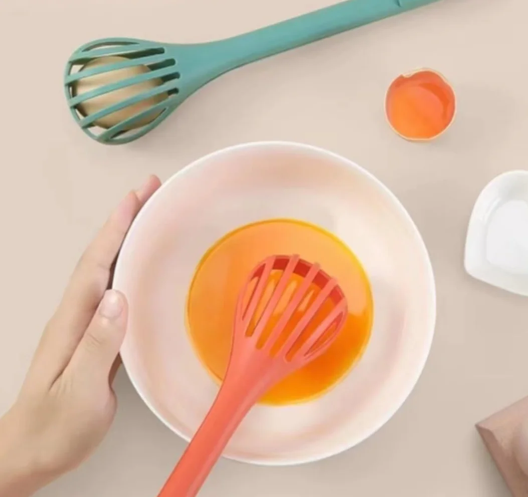 Varillas de Batir para Cocinar Batidor De Huevos Con Clip For Alimentos Dos En Uno, Mezclador Multifunción For Cocinar, Herramienta De Plástico Manual Con Clip For Pan Huevos, Espumar, Batir(Grün)