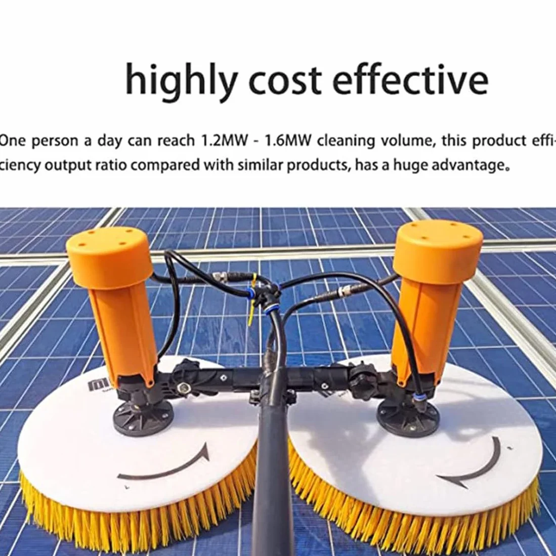 Cepillo Eléctrico para Limpieza De Paneles Solares, Equipo De Limpieza De Paneles Solares De Doble Cabezal De 3,5 M/5,5 M/7,5 M, Robot Limpiador Solar, 2 Cepillos Redondos,7.5m