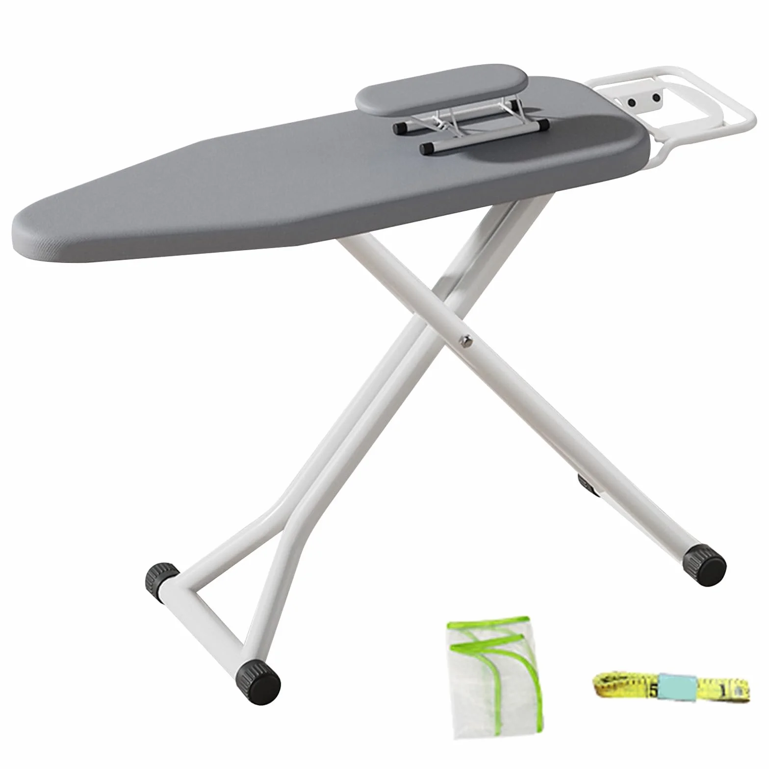Tabla de Planchar Plegable Grande con Soporte para Mangas y Plancha Soporte (para Colgar Ropa), Mesa de Planchar de Sobremesa con Altura Ajustable de 7 Posiciones