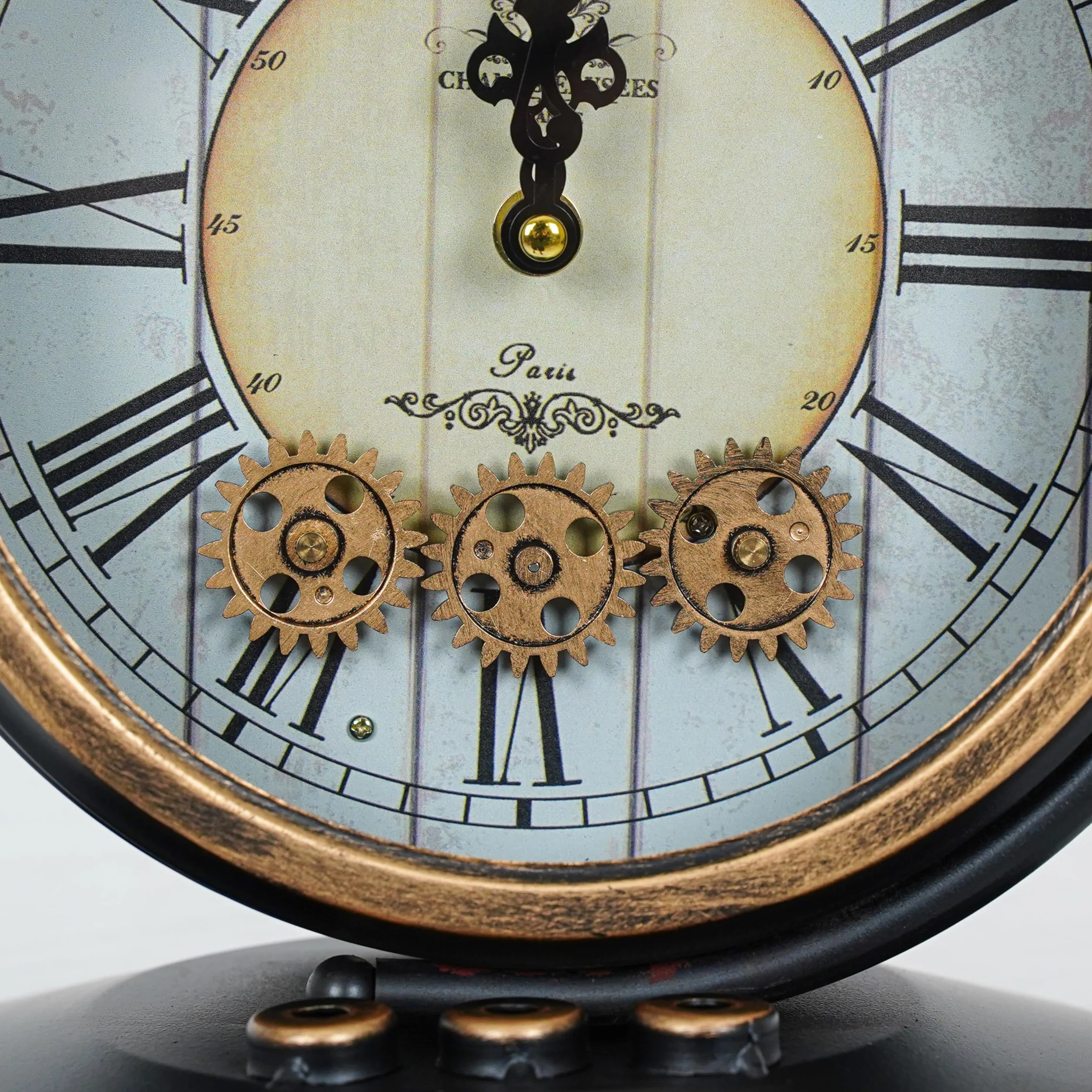 Relojes Stilé de pared, estante y apoyo, diseño único con engranajes a la vista, estilo industrial y Steampunk para decorar con personalidad cualquier ambiente (22,5 x 23,5 x 39 cm de altura)