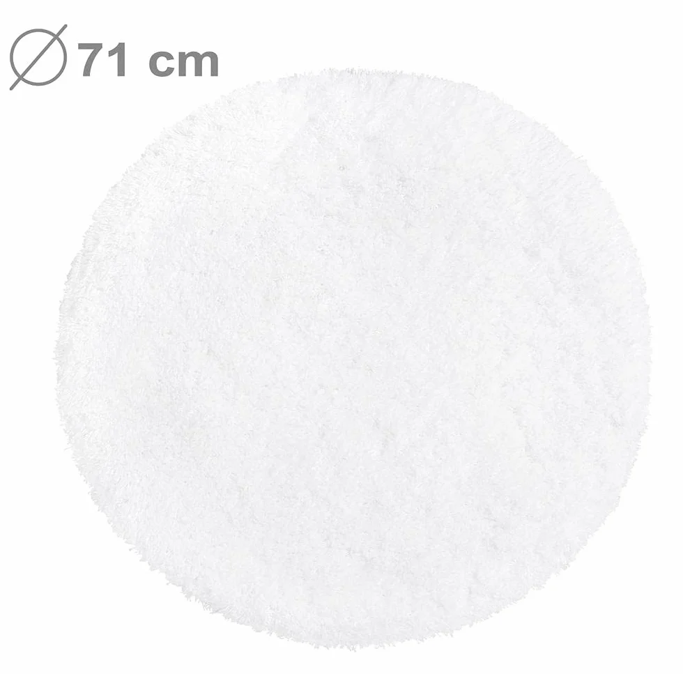 PANA Alfombra de baño redonda de pelo largo en varios colores y tamaños, de microfibra suave, antideslizante y lavable, diámetro de 71 cm, color: blanco