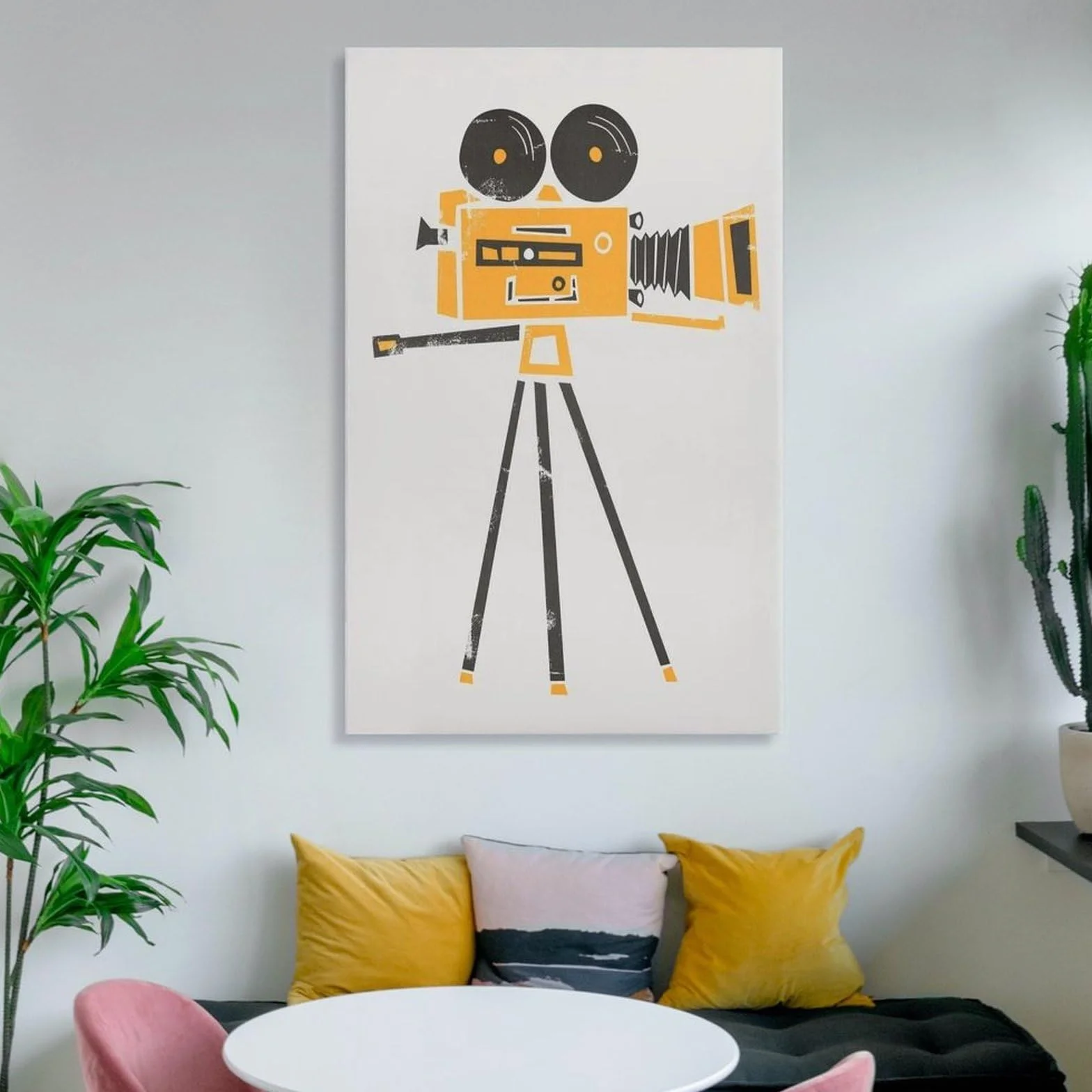 QOGDAF Póster de lienzo con cámara cine, decoración de dormitorio, paisaje, oficina, habitación, regalo, 40 x 60 cm