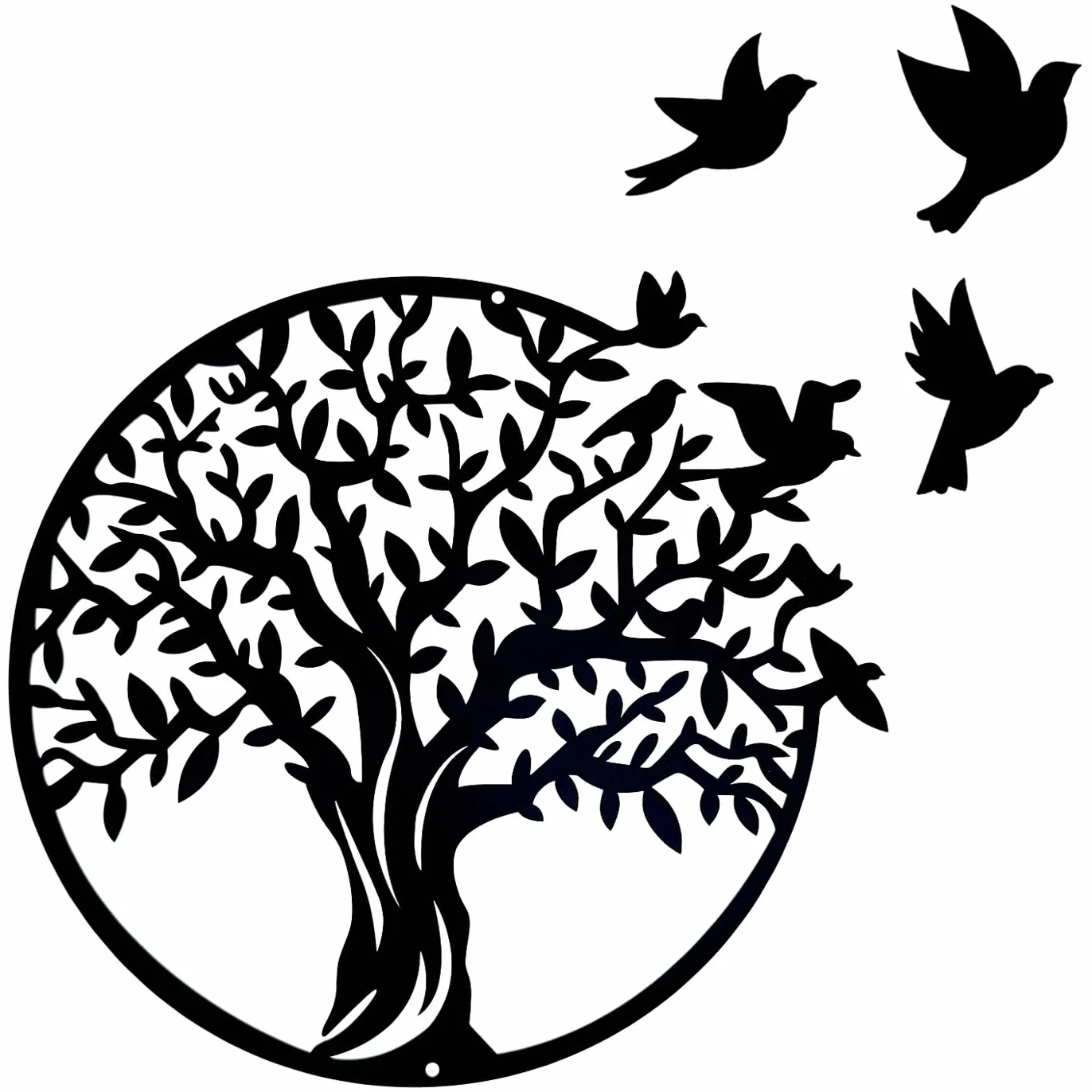 Pduoduo Arte de pared metálico con árbol de la vida, decoración colgante para interiores y exteriores, jardín, hogar, dormitorio, sala de estar (19.2 pulgadas)