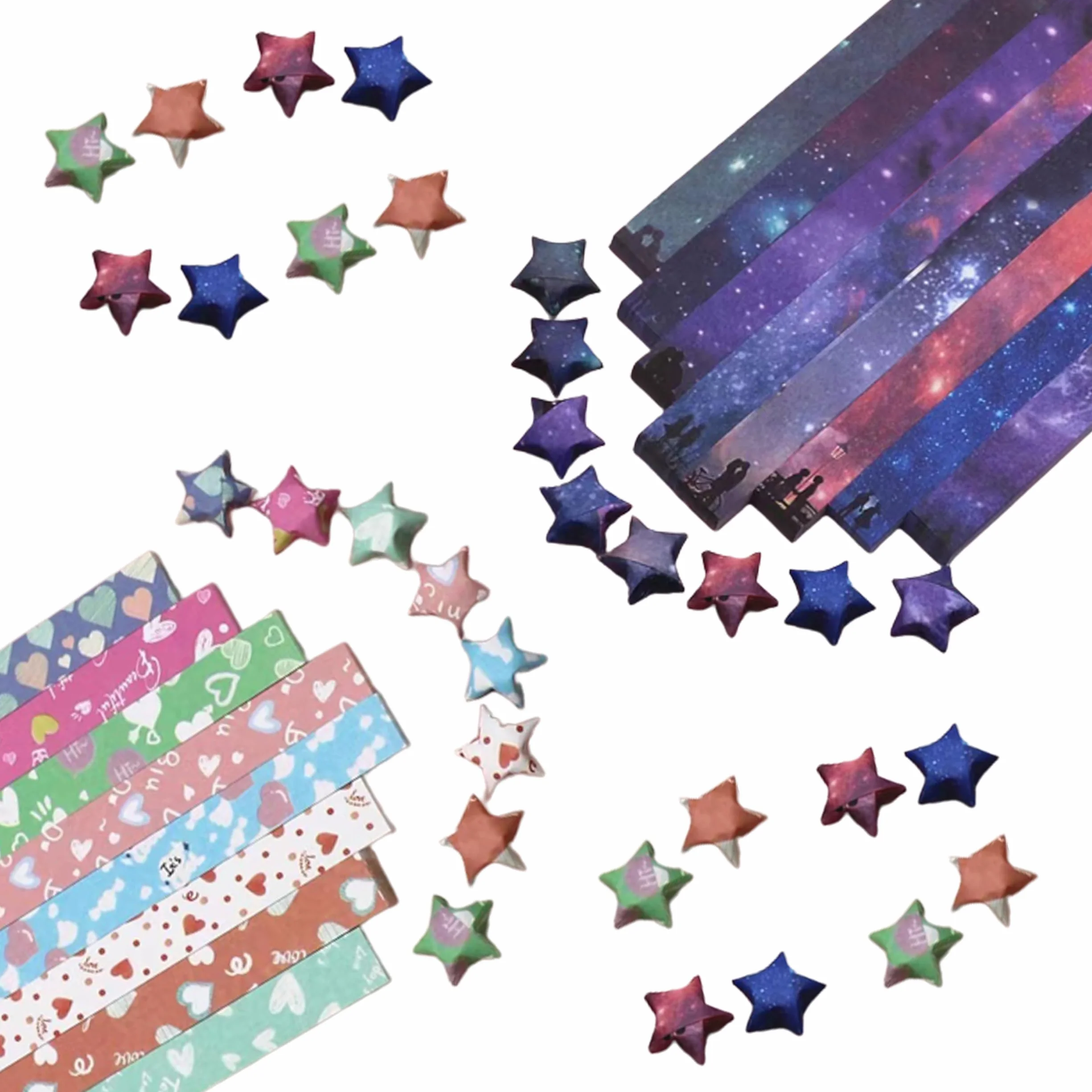 1080 Hojas de Tiras de Papel Origami para Estrellas de la Suerte Decoración Bricolaje