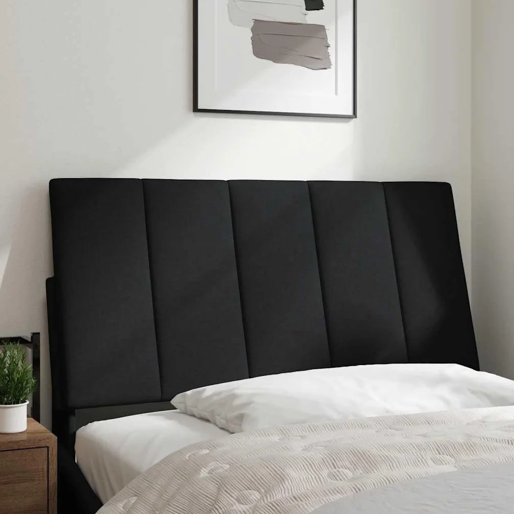 Cabecero Hanko 100 cm negro acolchado cojín de pared de poliéster con para listones LED cómodo respaldo diseño moderno para jóvenes y dormitorios