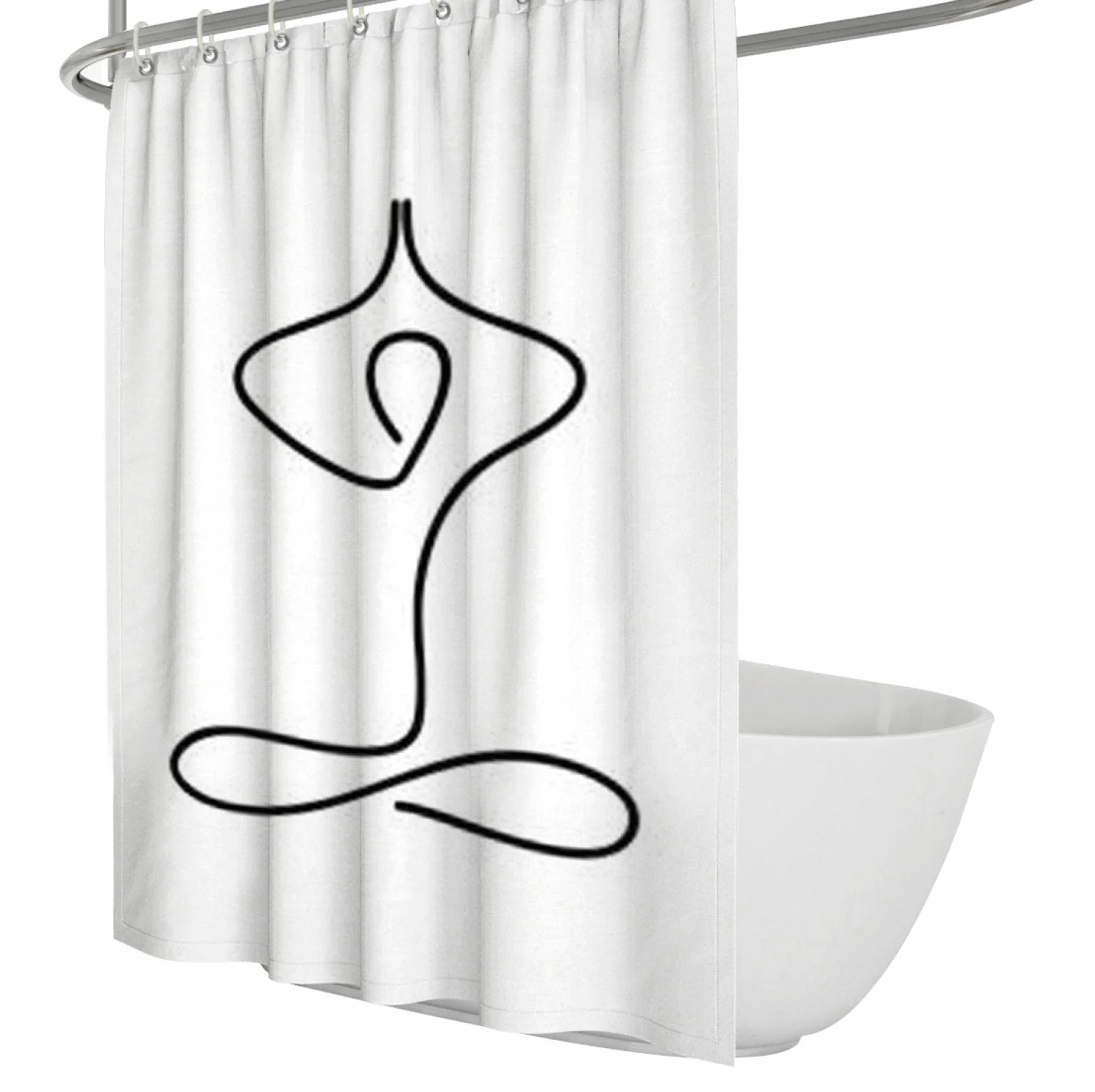 Cortinas de Ducha Blancas y Negras Cortinas de Ducha abstractas Minimalistas para baño Juego de Cortinas de Ducha Lavables de Tela Resistente con Ganchos 180x220 cm