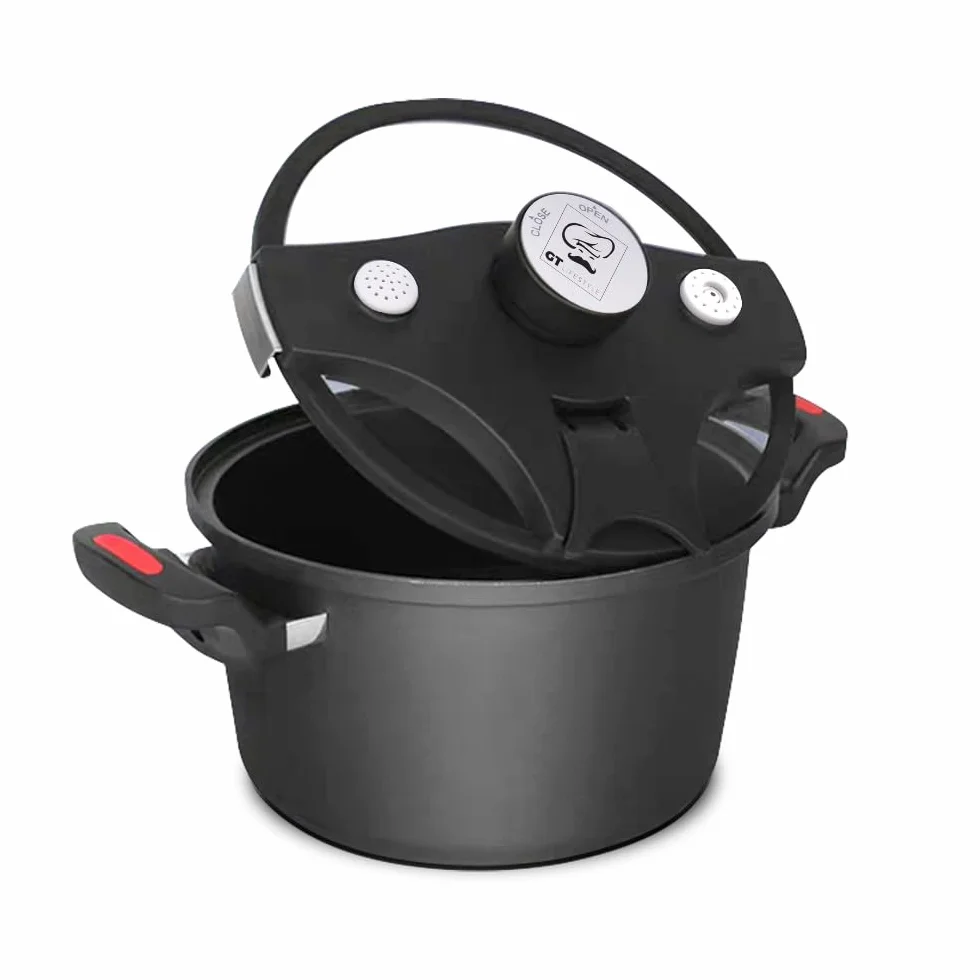 Vital Tools Olla de Cocción Lenta 5L, 8 Comensales, 105°C, Compatible Gas Eléctrica Inducción, Antiadherente