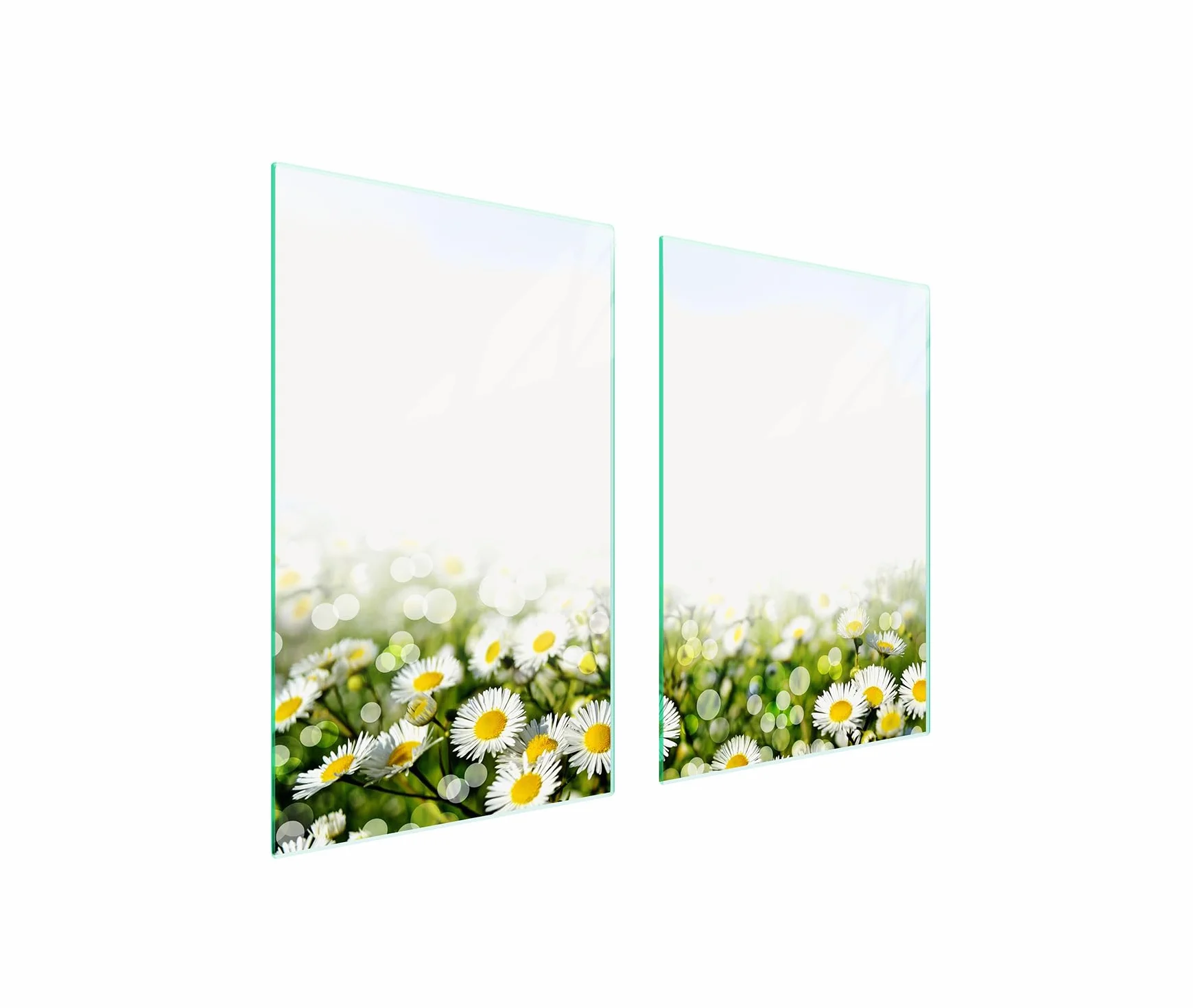 TMK ArtDeko Tabla de cortar decorativa de cristal templado y cubre vitro, Placa protectora de vitrocerámica 65 x 52 cm 2 piezas, para inducción, protección contra salpicaduras, Flor
