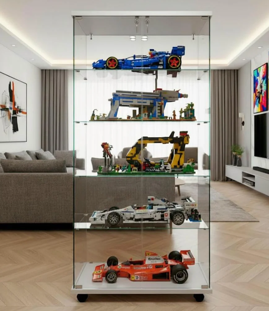 AB Emblems Vitrina de Modelado, Blanco, Destacados en Cristal, Caja de Cristal, Tienda del gabinete,