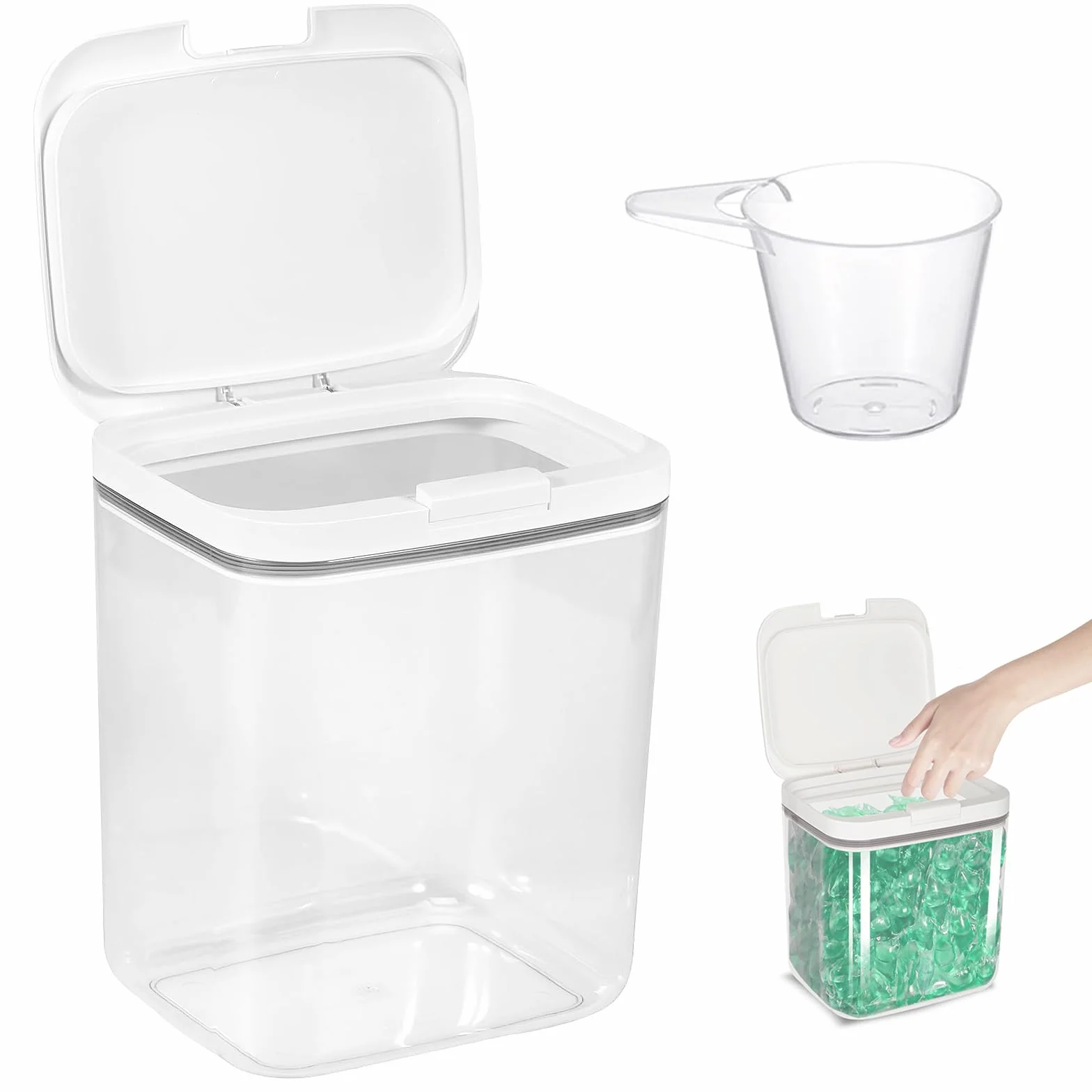 Contenedor de Detergente en Polvo 5,5L Hermético Plástico para Lavandería