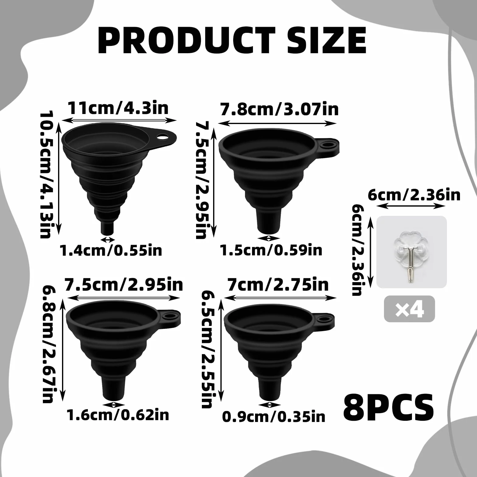 Embudo Plegable de Silicona 4 Tamaños S/M/L/XL para Cocina Cerveza