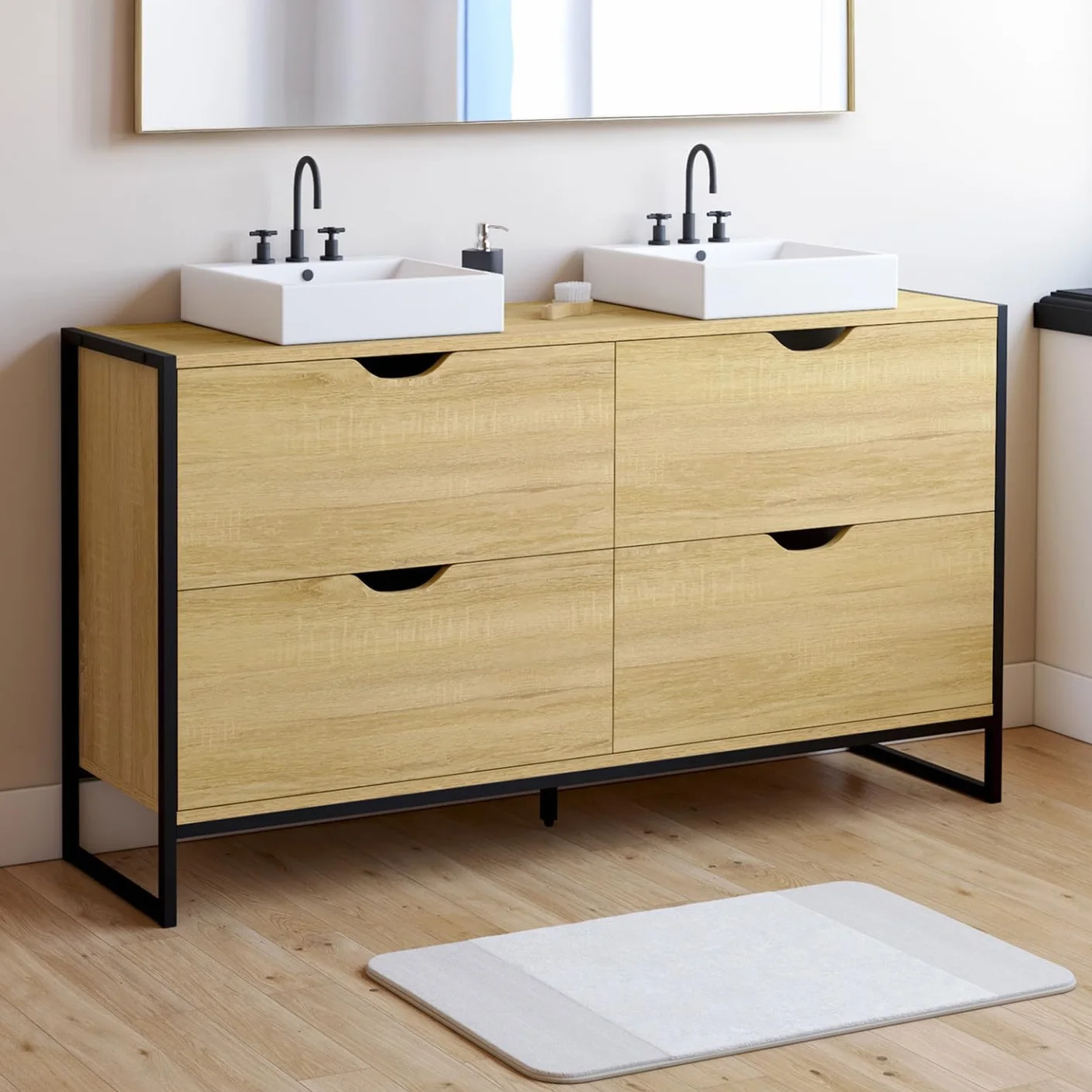 Lavabo doble Detroit 4 cajones baño industrial IDMarket