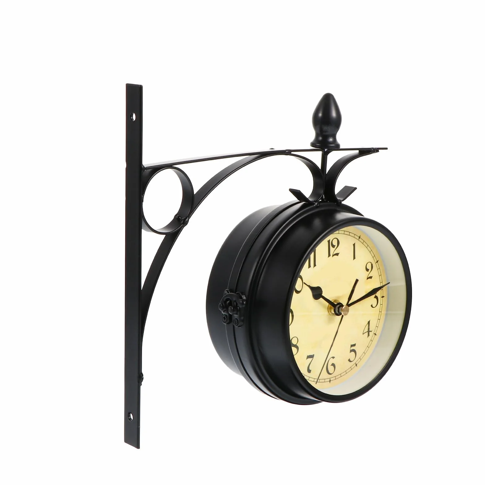 Cabilock Reloj y Doble Cara Vintage en Hierro de Pared Estilo Europeo Diseño Retro para Decoración de Salón y Estudio