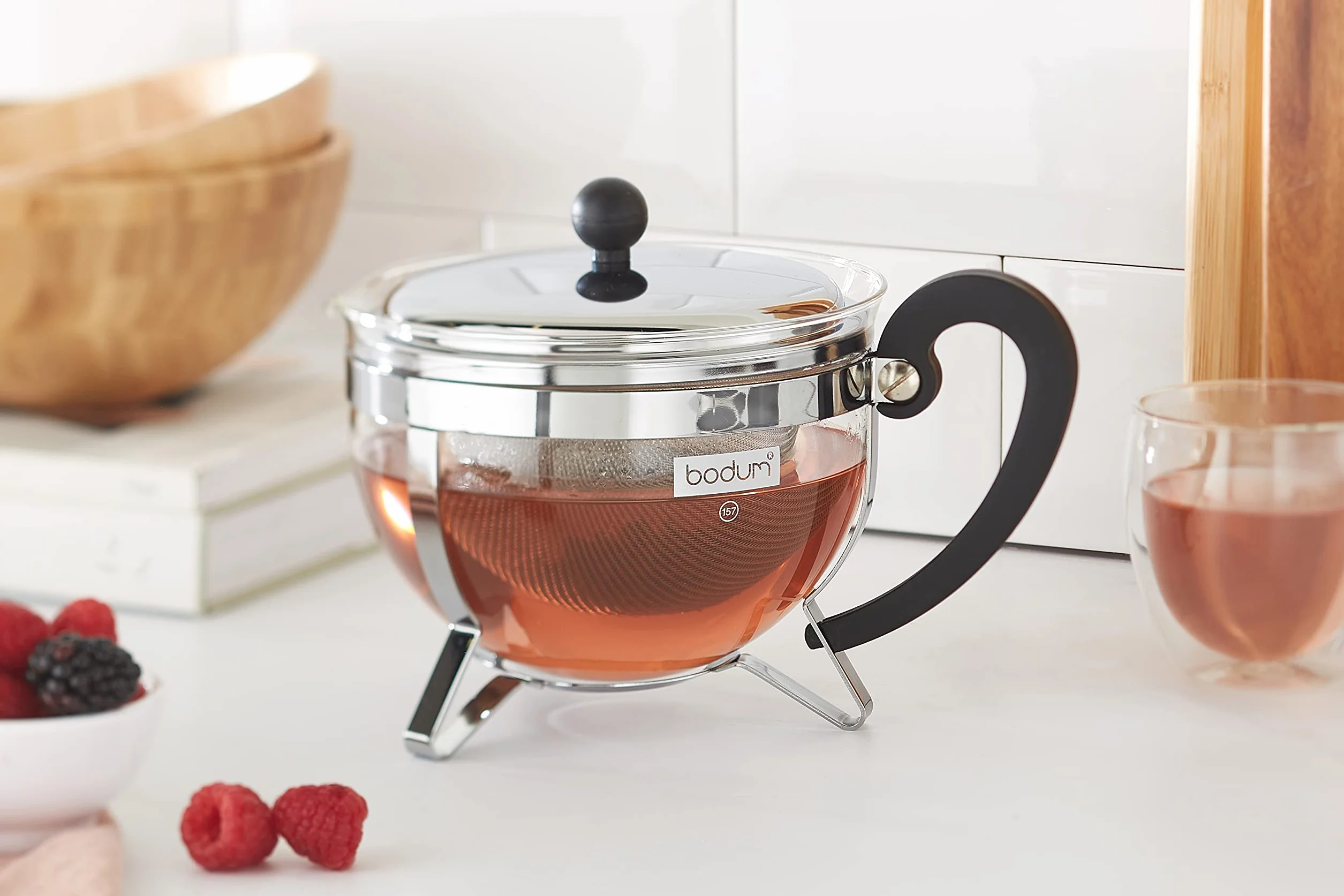 Bodum Chambord - Tetera, 1,3 l, Filtro y Tapa, Acero Inoxidable Brillante