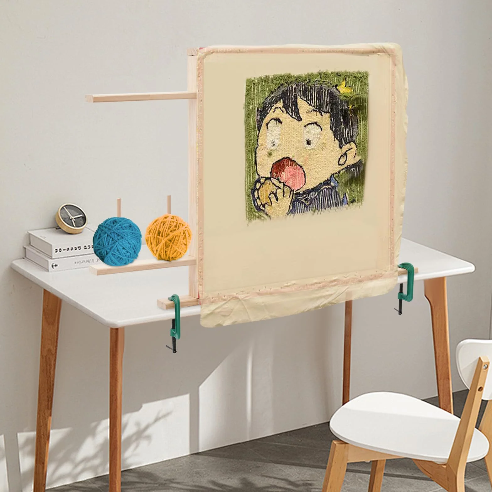 innytund Tufting Frame, 27.6in HolzTeppich Herstellung Rack Kit Teppich Tuft Stand mit 2* G Klemmmmen und 6* L-förmige Eckcodes, DIY Craft Making Rahmen Kit für Tapestry Nähen und Tufting Tuch Stand