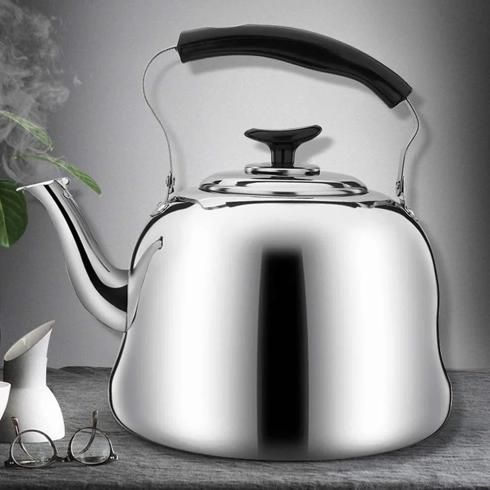 SHISHI Tetera de Acero Inoxidable silbar la Tetera, hervidor de Agua de los hogares con Mango ergonómico y Resistente al Calor, 5 litros Fácil de Limpiar y de Larga Vida útil.