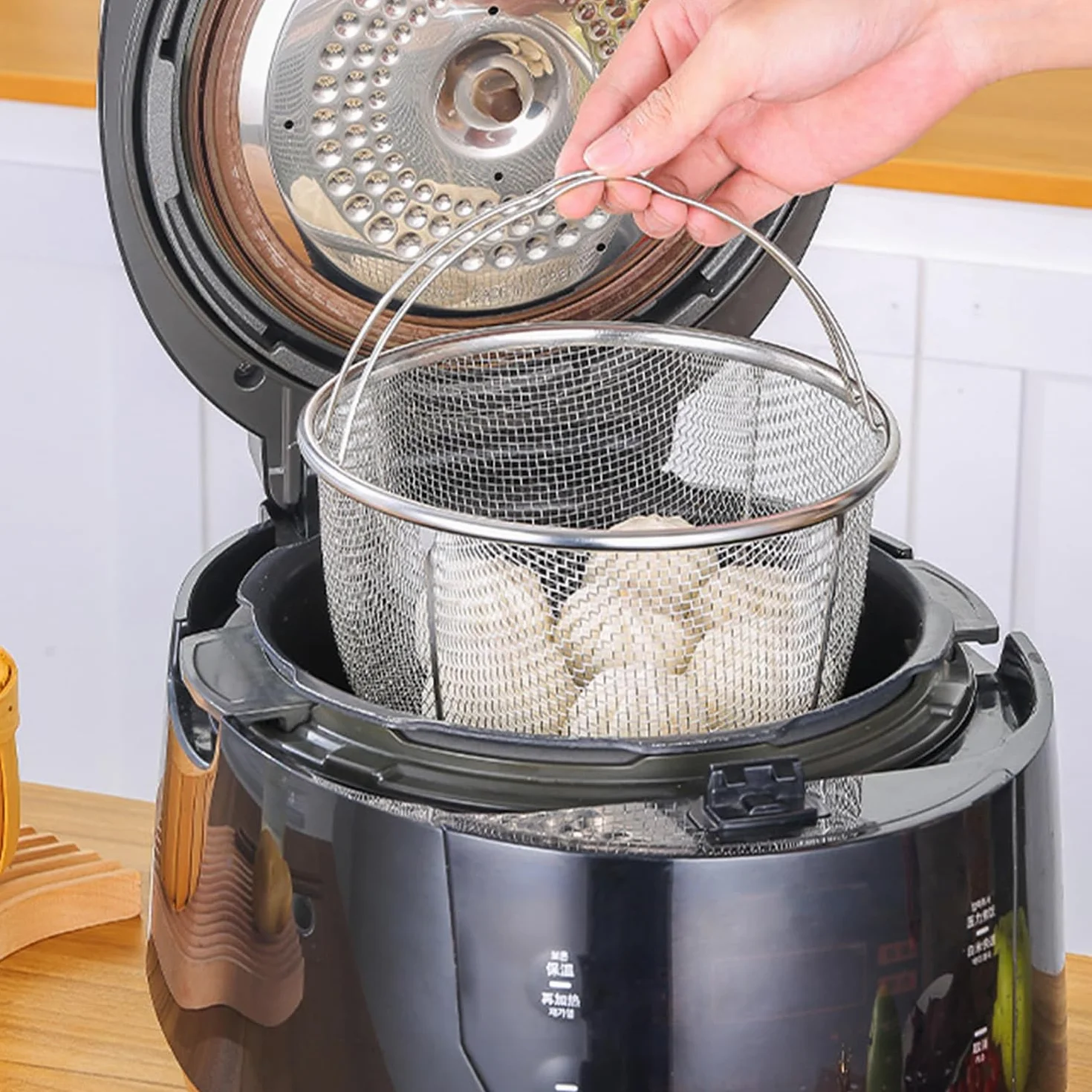 Cesta de Vapor de Acero Inoxidable, Malla para Cocinar, Colador, 20cm