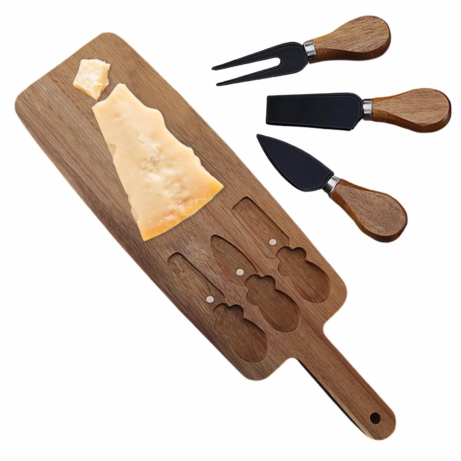 Juego de tablas de queso de madera con asas para cortar cocina y embutidos