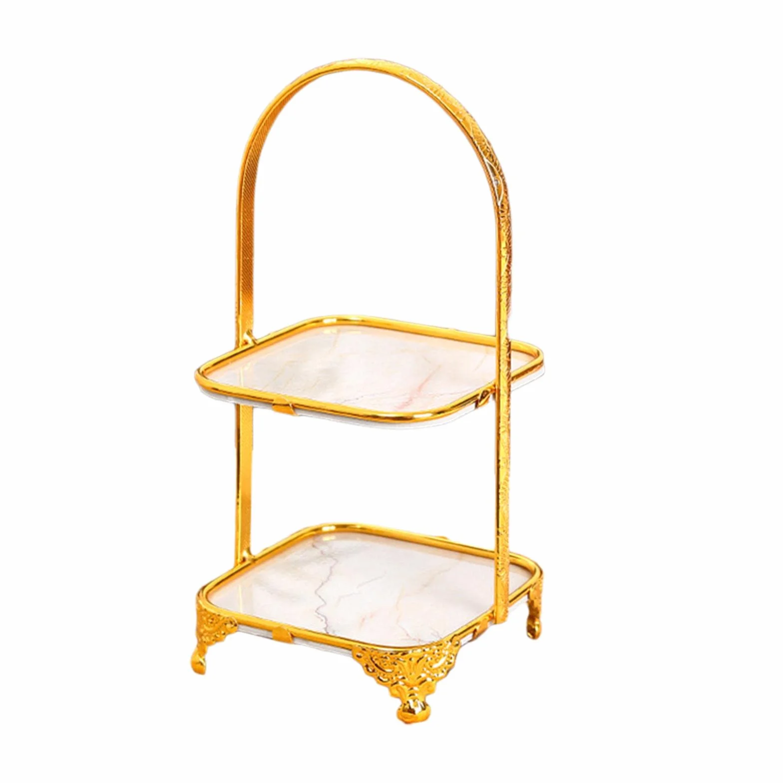 SePKUs Soporte para Tartas de Hierro Decorativo para Tartas, Bandeja Moderna para Tartas, vajilla para Eventos, Fiestas, Bodas, postres, Magdalenas, Plato para Tartas (Cuadrado de Dos Niveles)