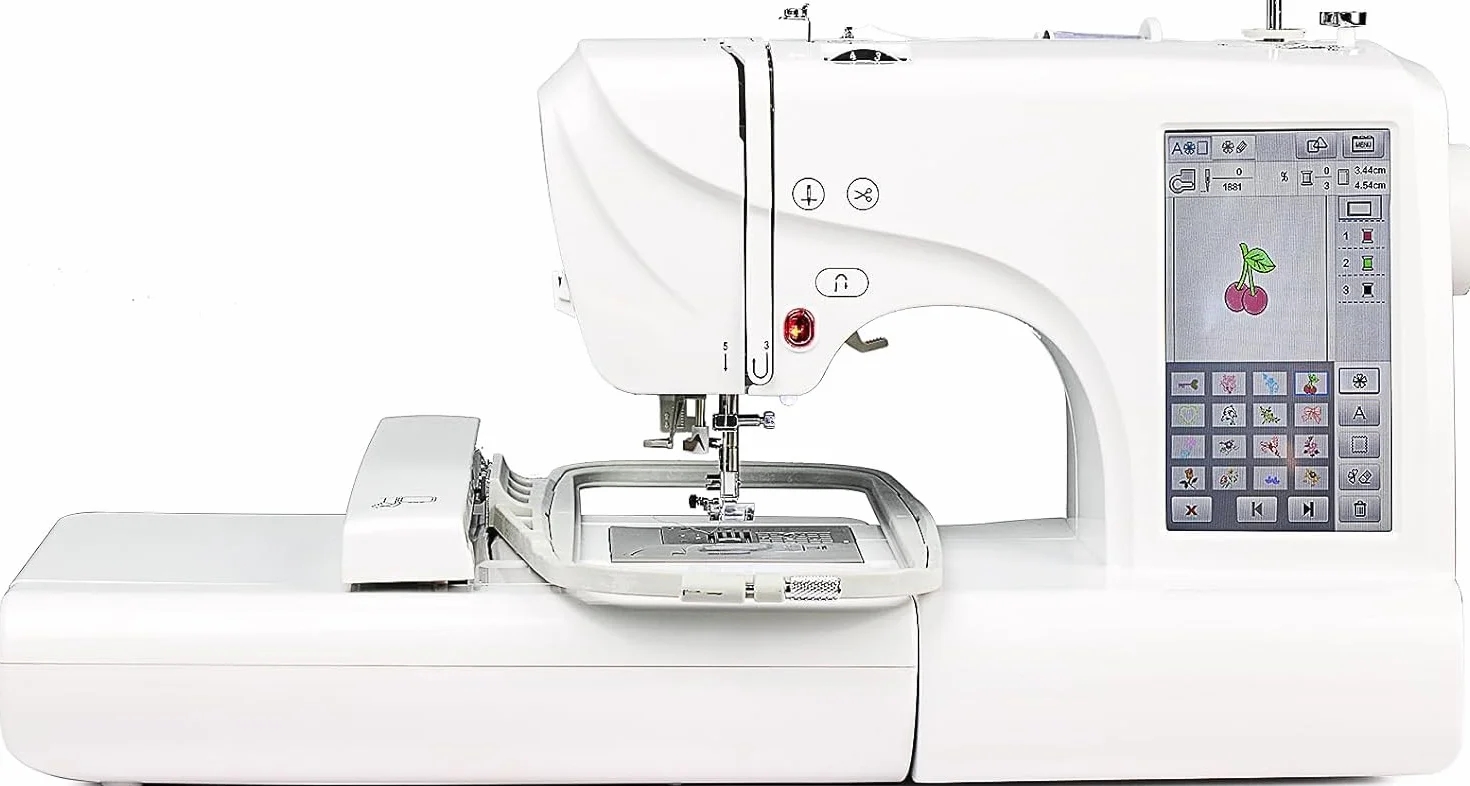 ES-5 Máquinas de coser electrónicamente controladas, 10.000 diseños de bordado integrados, 8 fuentes, computarizadas, pantalla táctil LCD grande de 7 pulgadas, puerto USB