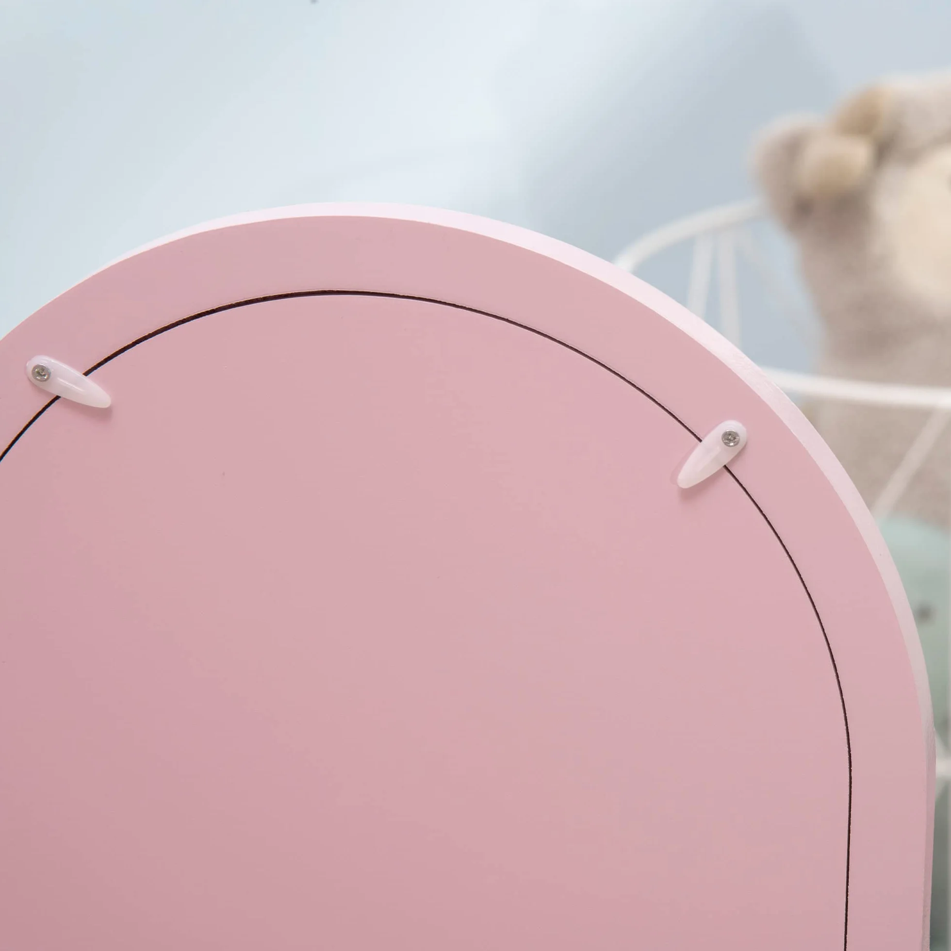 HOMCOM Tocador Infantil con Espejo y Taburete de Maquillaje Madera Rosa para Niñas 3-6 Años