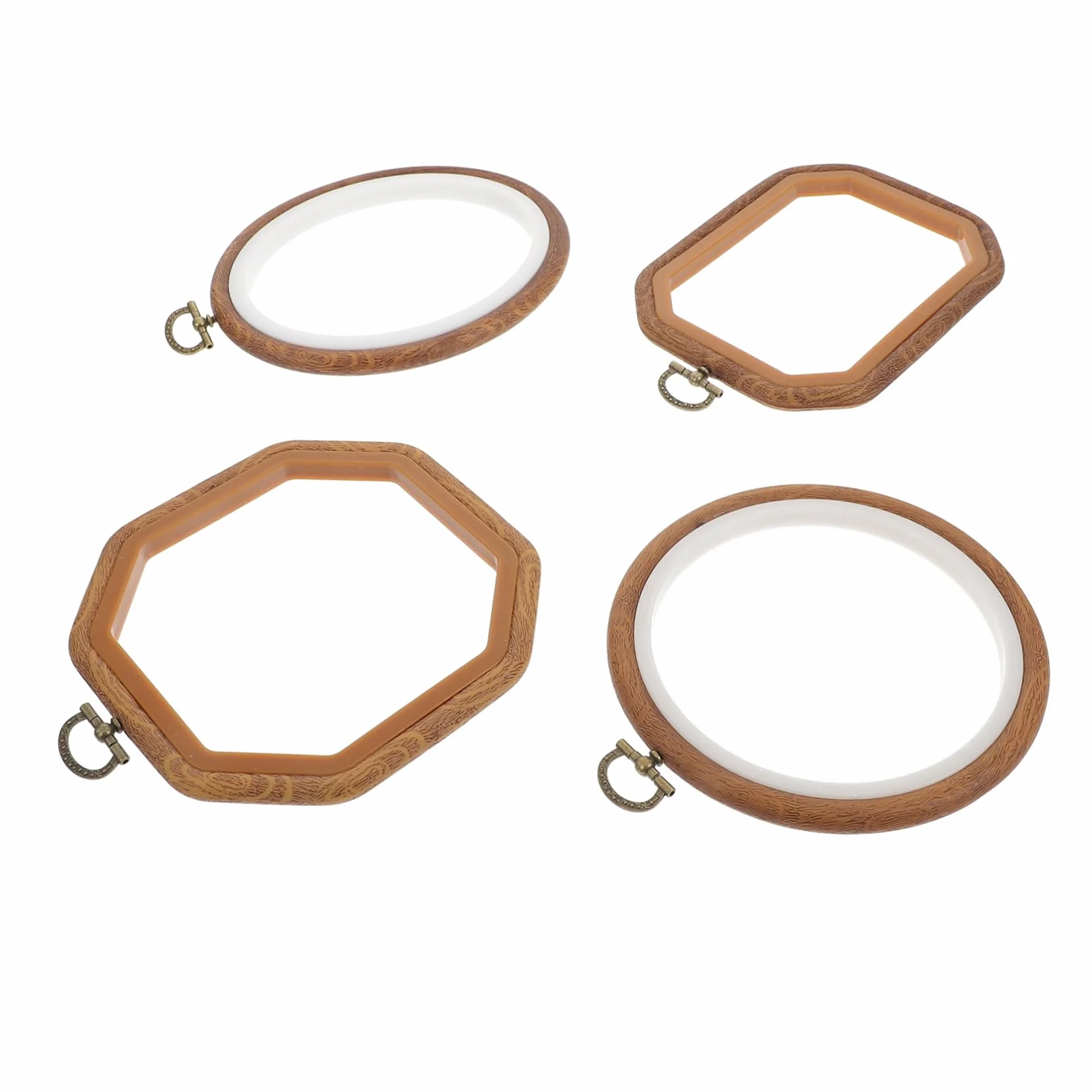 Gadpiparty 3 Series Aros Para Bordado Diy Marcos De Madera Imitación Ovalados Y Octogonales Accesorios Para Punto Cruz Y Manualidades De Costura 4 Piezas X 3