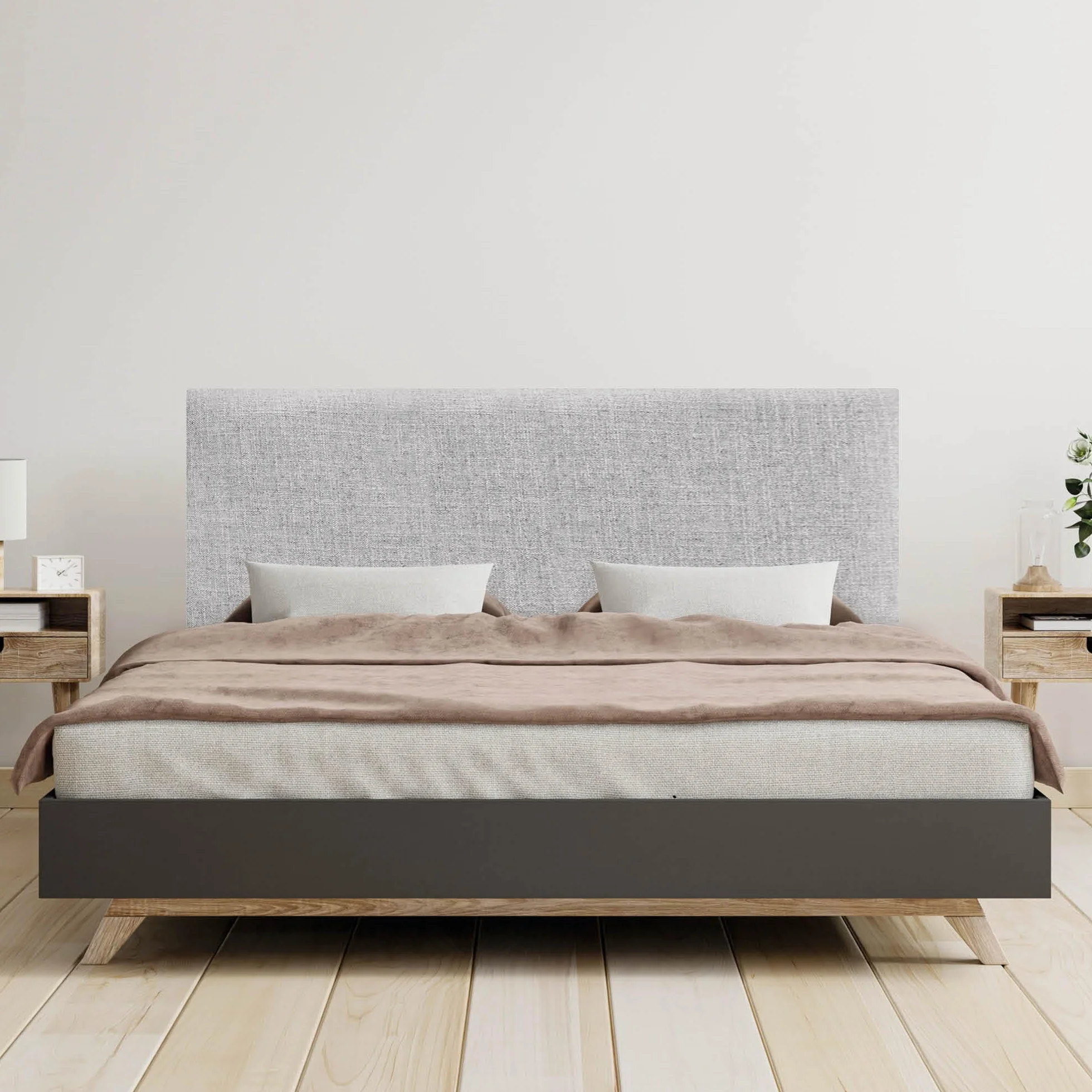 DHOME Cabecero de Lino Natural Liso hasta el Suelo con 8cm de Grosor Cabezal Tapizado Cama Dormitorio Moderno Top Trending (Gris Claro, 160cm (Camas 150))