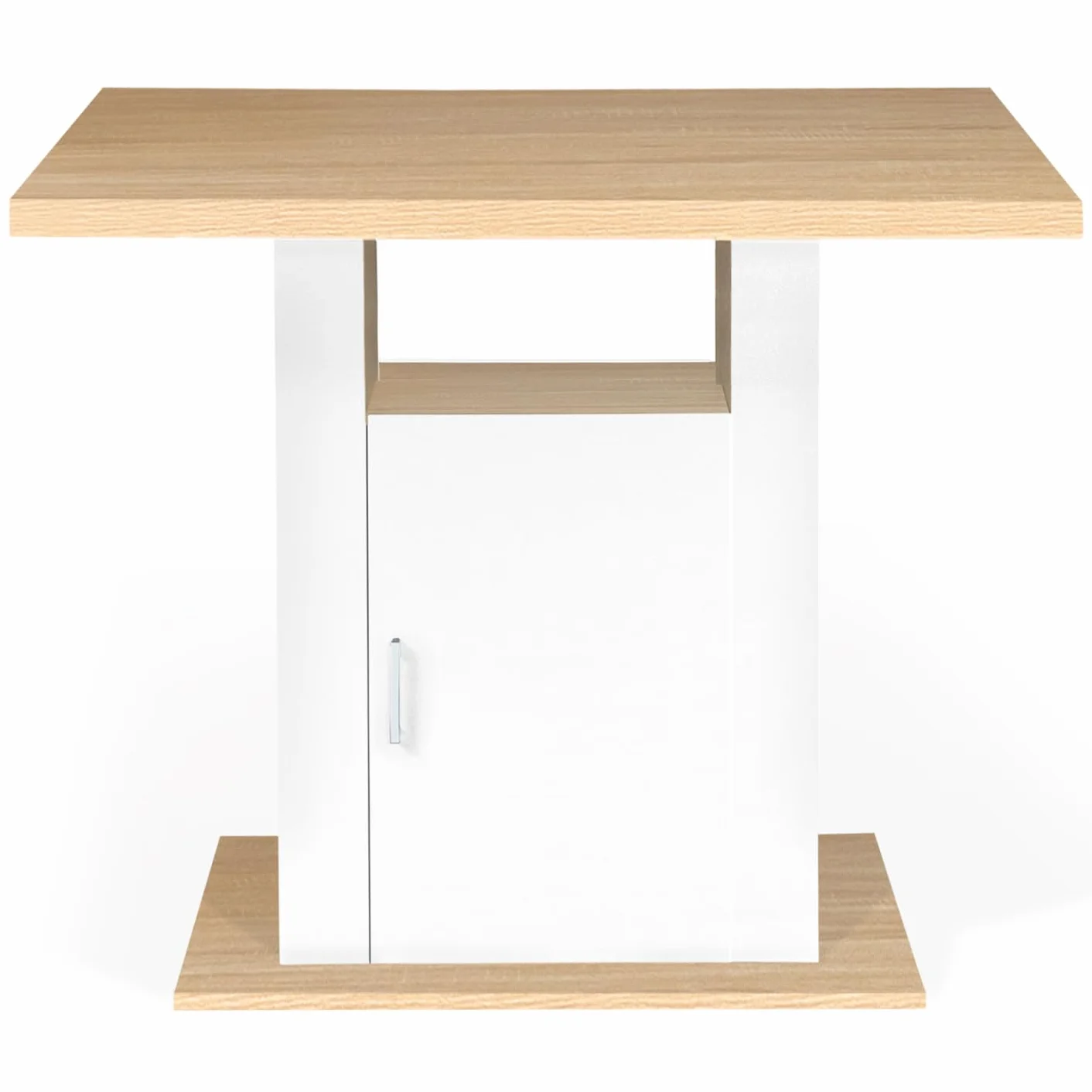 IDMarket – Ilot Central UGO 110 cm, madera blanca e imitación de haya con almacenamiento