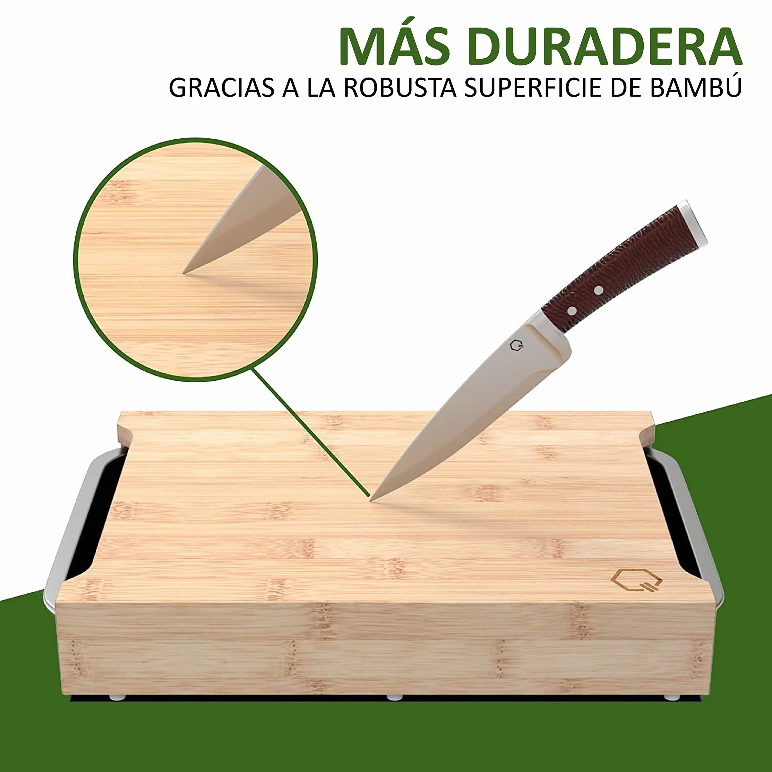 Premium Tabla de cortar con bandejas, bambú con 3 placas de cocción de acero inoxidable, apto para lavavajillas,Tabla de cortar de cocina multifuncional.