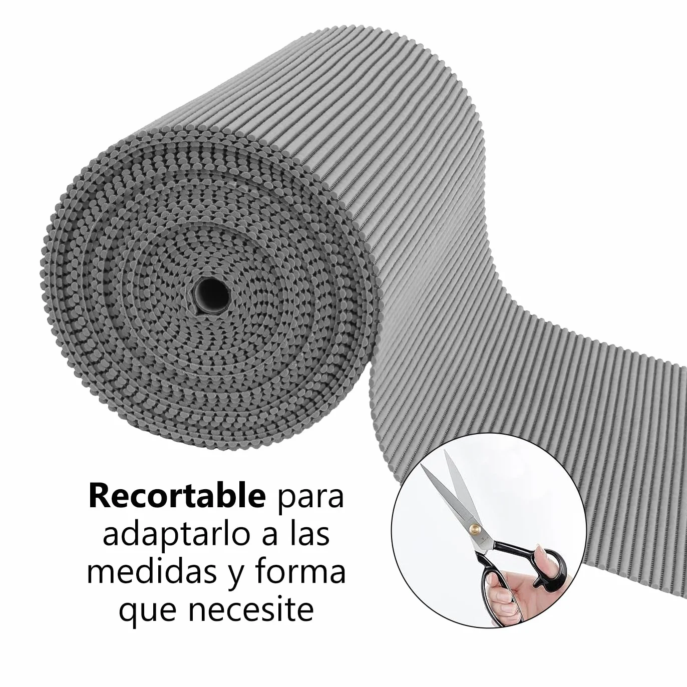 MERCURY TEXTIL Alfombrilla Antideslizante Goma Eva 200x65cm Gris Impermeable Protección Cajones Estantes