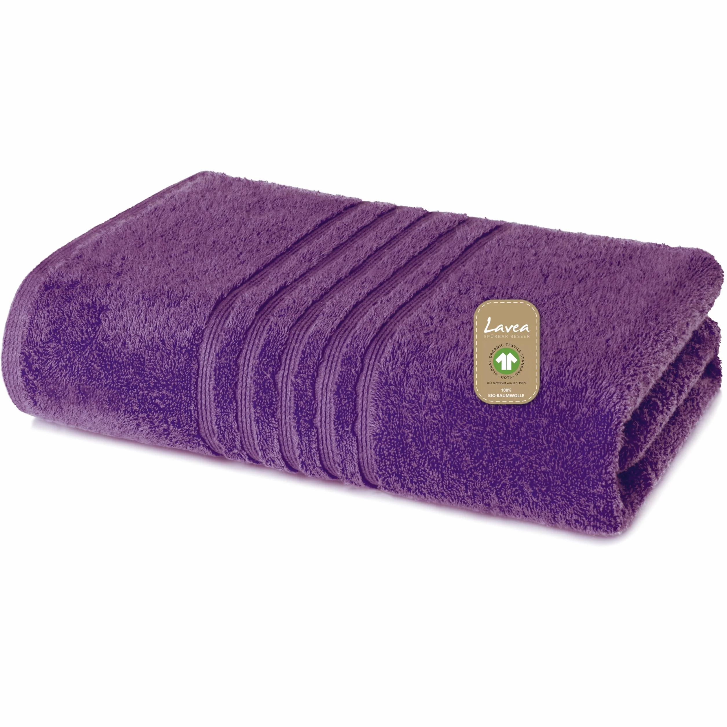 Toalla de Sauna XXL 80x220 cm Algodón Orgánico Rizo Suave Absorbente Violeta