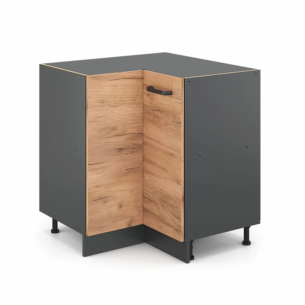 Vicco Armario de Esquina R-Line, Roble Dorado/Antracita, 75.6 cm sin encimera