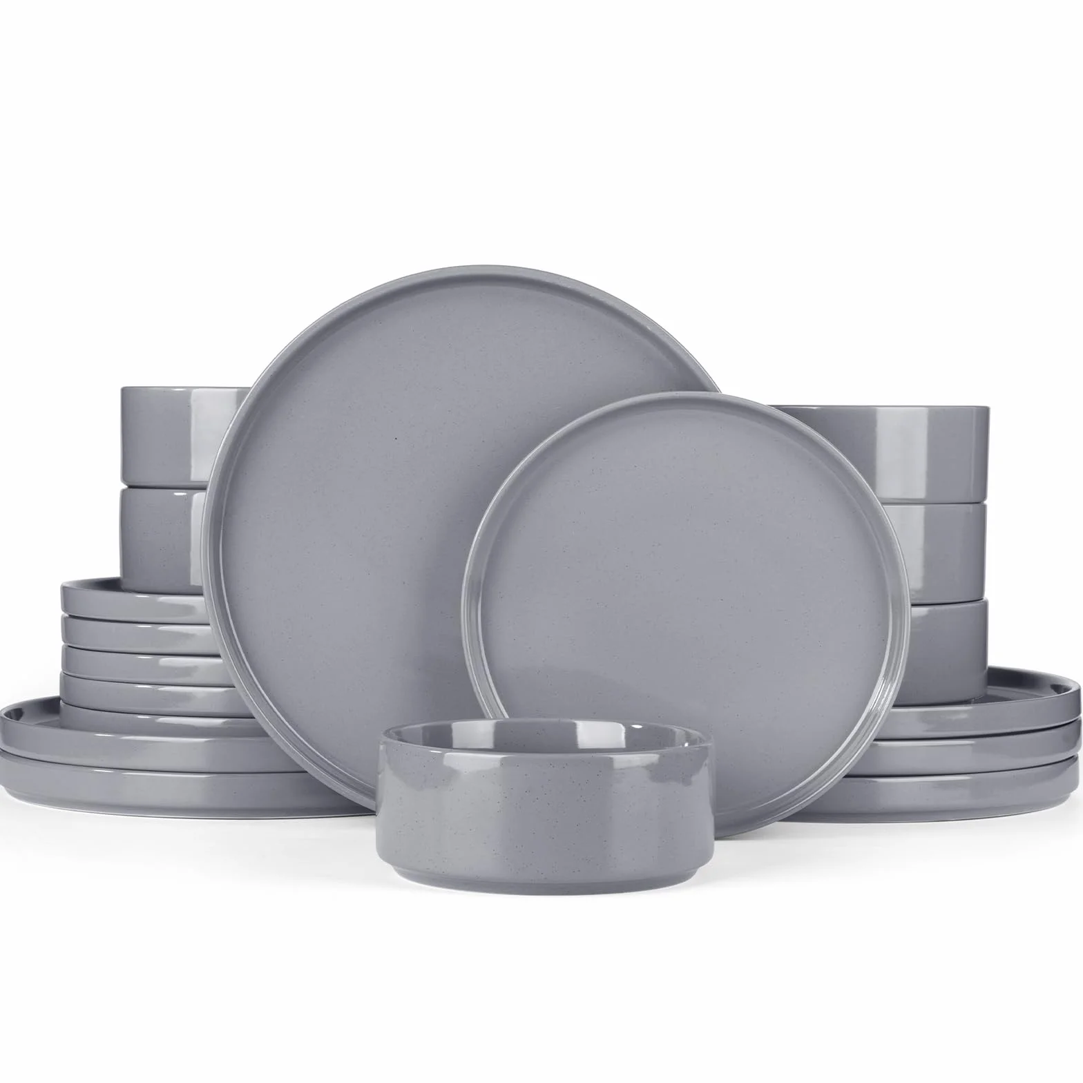 Richmount Nebula vajilla 18 piezas para 6, platos y cuencos, gris oscuro | Set compuesto por platos y cuencos, con diseño de motas o salpicaduras, apto para microondas y lavavajillas