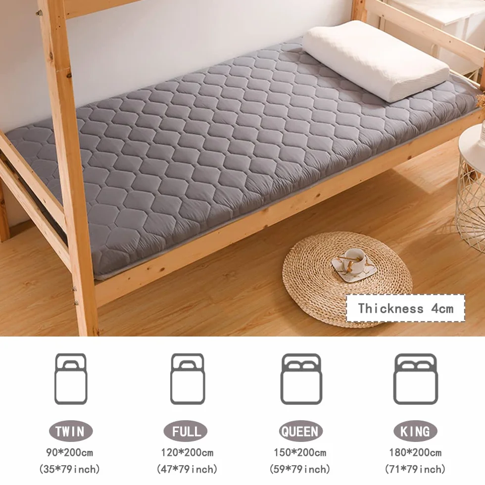 Gris,80x190cm, Colchones Plegables Y Portátiles De Cama Enrollada para Colchones De Suelo Futun De Estilo Japonés, Adecuados para Huéspedes De Colchones