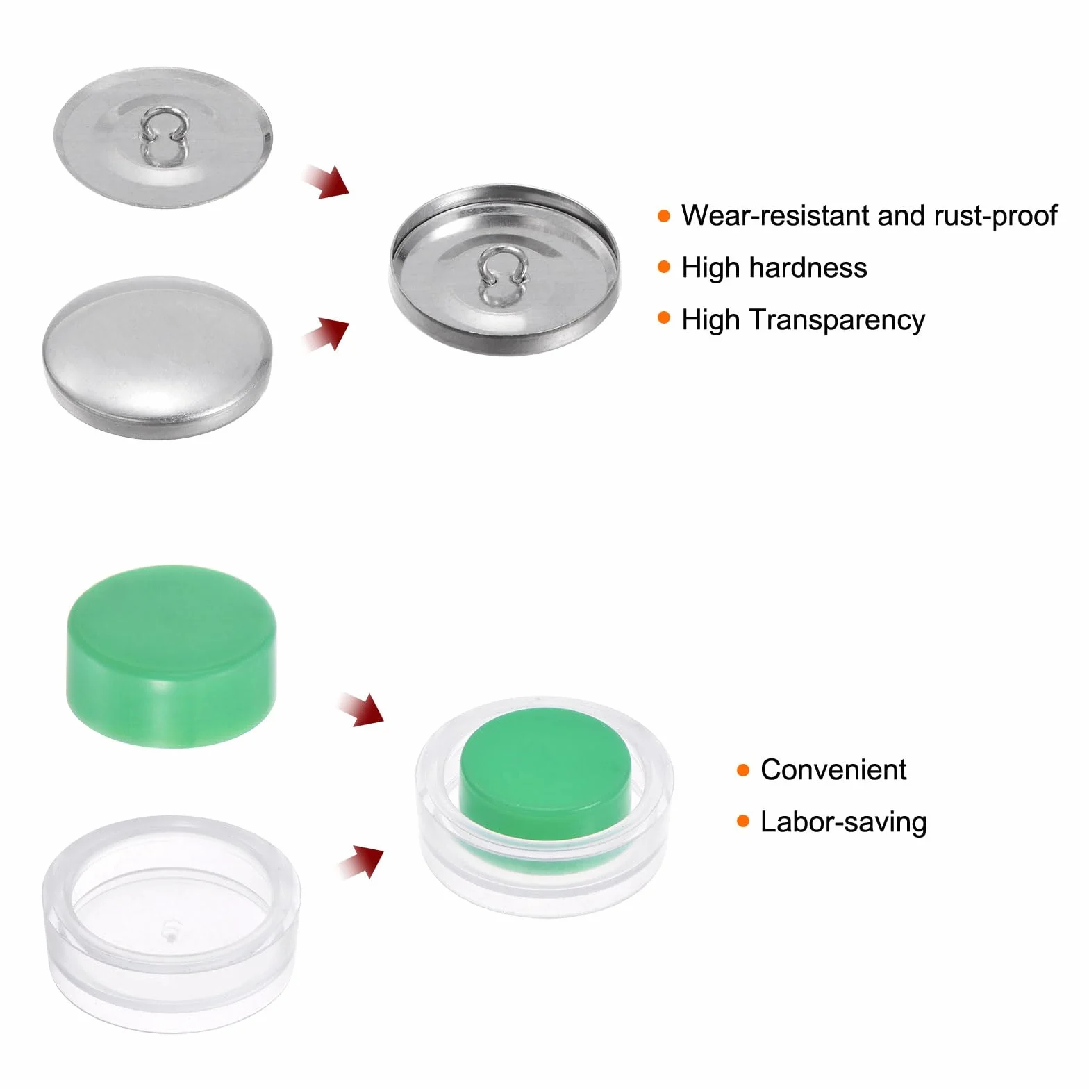 HARFINGTON Kit de 10 botones de cubierta automática de 44 L, 28 mm con parte trasera de alambre, botones de aluminio para cubrir botones de tela, kit de botones cubiertos con herramientas para