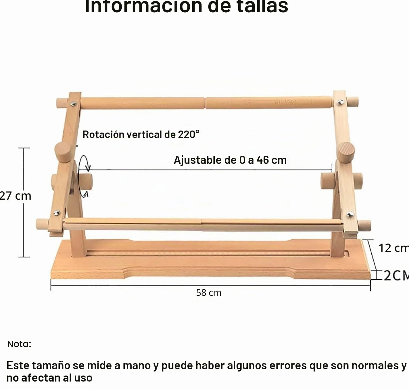 Soporte de Bordado de Madera Ajustable - Kit Giratorio de Escritorio Con Bastidor de Regazo y Aro Manos Libres