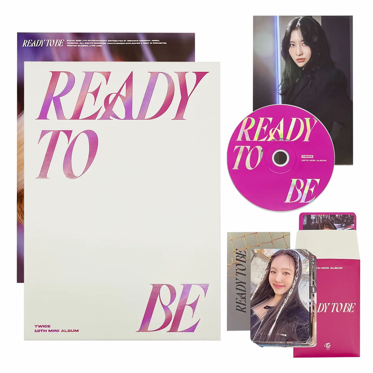 TWICE 12th Mini Album READY TO BE READY Ver. Photobook CD-R Folded Poster Postcard Message Photocard Set PVC Card