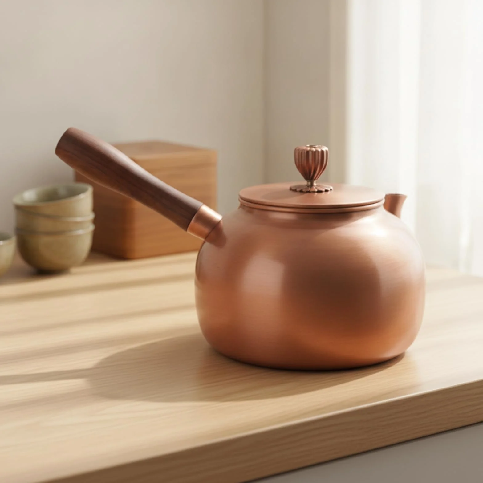 Tetera Cobre Tetera con Mango Compacto Hervidor para Aficionados Al Té, Cocina, style to 4