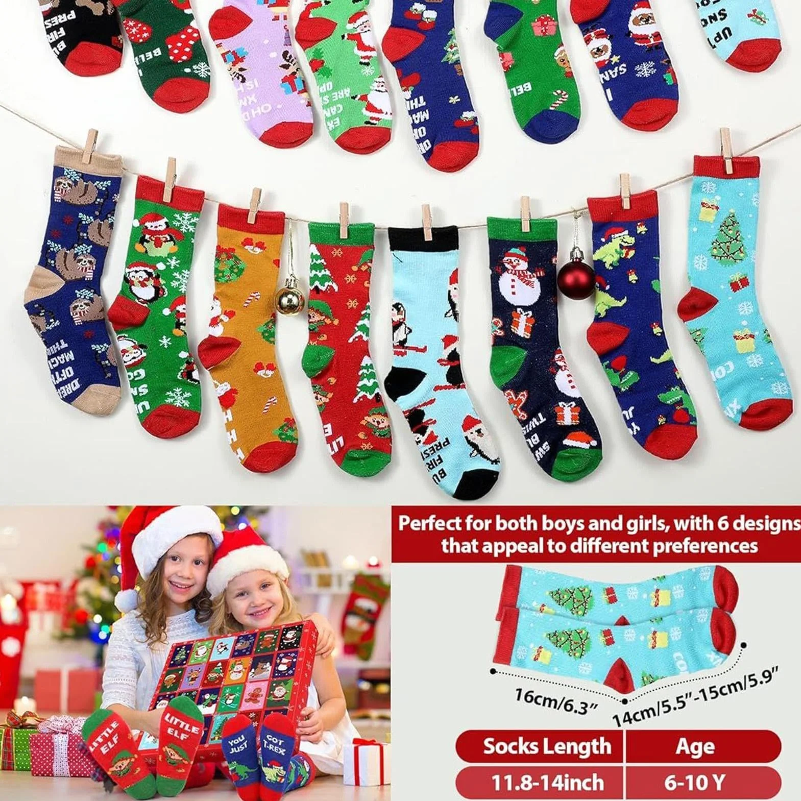 Calendario De Cuenta Atrás De Navidad 24 Pares Calcetines Festivos | Calcetines Navideños Para Mujer Para Adolescentes Niños Niñas Vacaciones Festivales