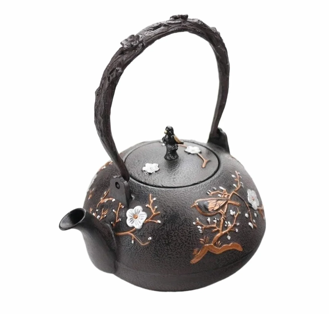 Tetera Tetera De Hierro Fundido para Estufa con Revestimiento Seguro Interior Esmaltado, Japonesa Acero Inoxidable Vajilla Cocina